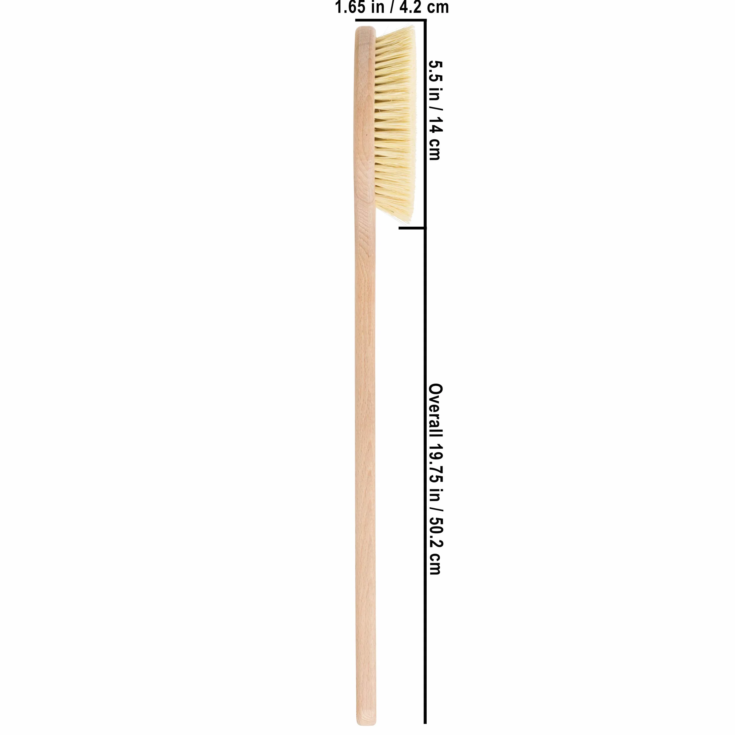 REDECKER Tampico - Cepillo de baño de fibra con mango de madera de haya aceitada, 19-5/8 pulgadas, mango largo para ducha, cepillo corporal con pelo de caballo natural, fabricado en Alemania