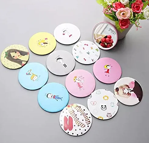 Espejo Maquillaje Pequeño para Bolso con Diseño de Dibujos Variados