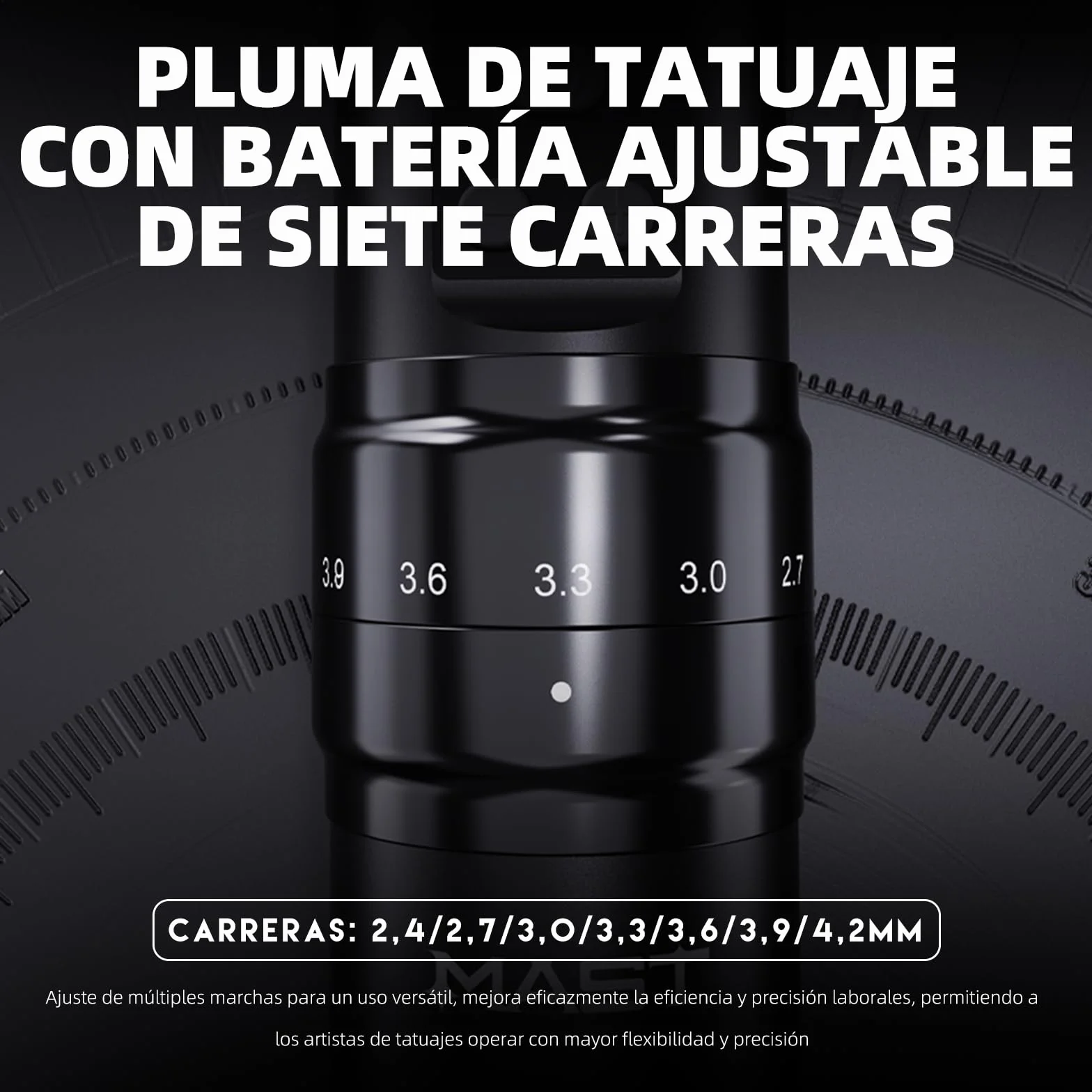 Mast Fold2 Pro Máquina de tatuaje inalámbrica pluma Máquina de tatuaje rotativa Pistola de tatuaje 7 golpes Longitud 2pcs Batería 2000mAh Motor poderoso por Mcore Pantalla de pantalla inteligente Rosa