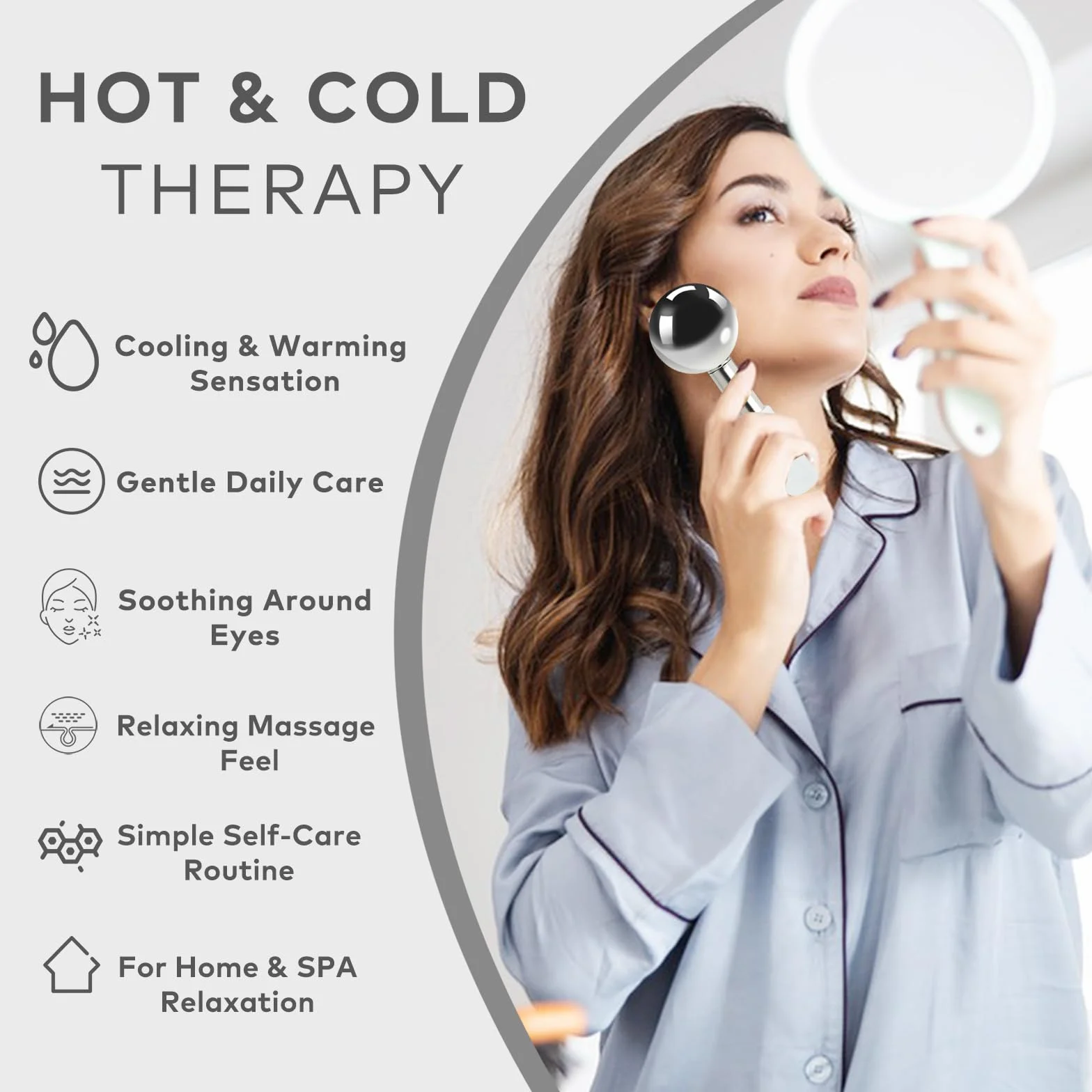 Lazzybeauty Ice Globes de Acero Inoxidable para Faciales 2 uds, Rodillo Refrescante para Cara, Cuello y Ojos, Masajeador Facial Educe la Hinchazón y Las Ojeras, Mejora la Circulación Sanguínea