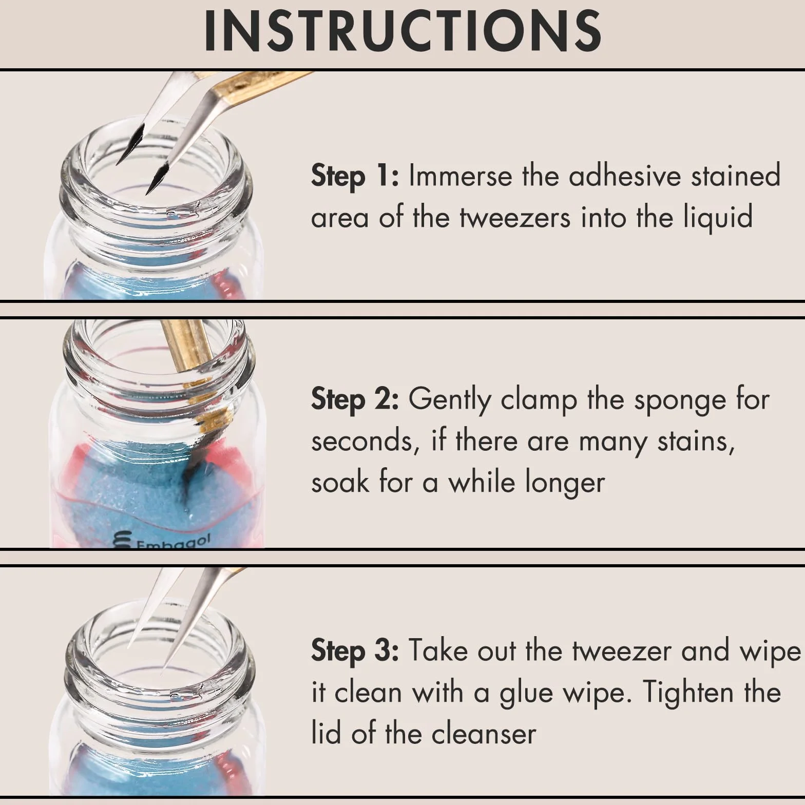 Pinzas limpiadoras para extensiones de pestañas con toallitas para uñas, toallitas de pegamento sin pelusas, removedor de pegamento líquido para herramientas de pestañas con 2 bolas de esponja