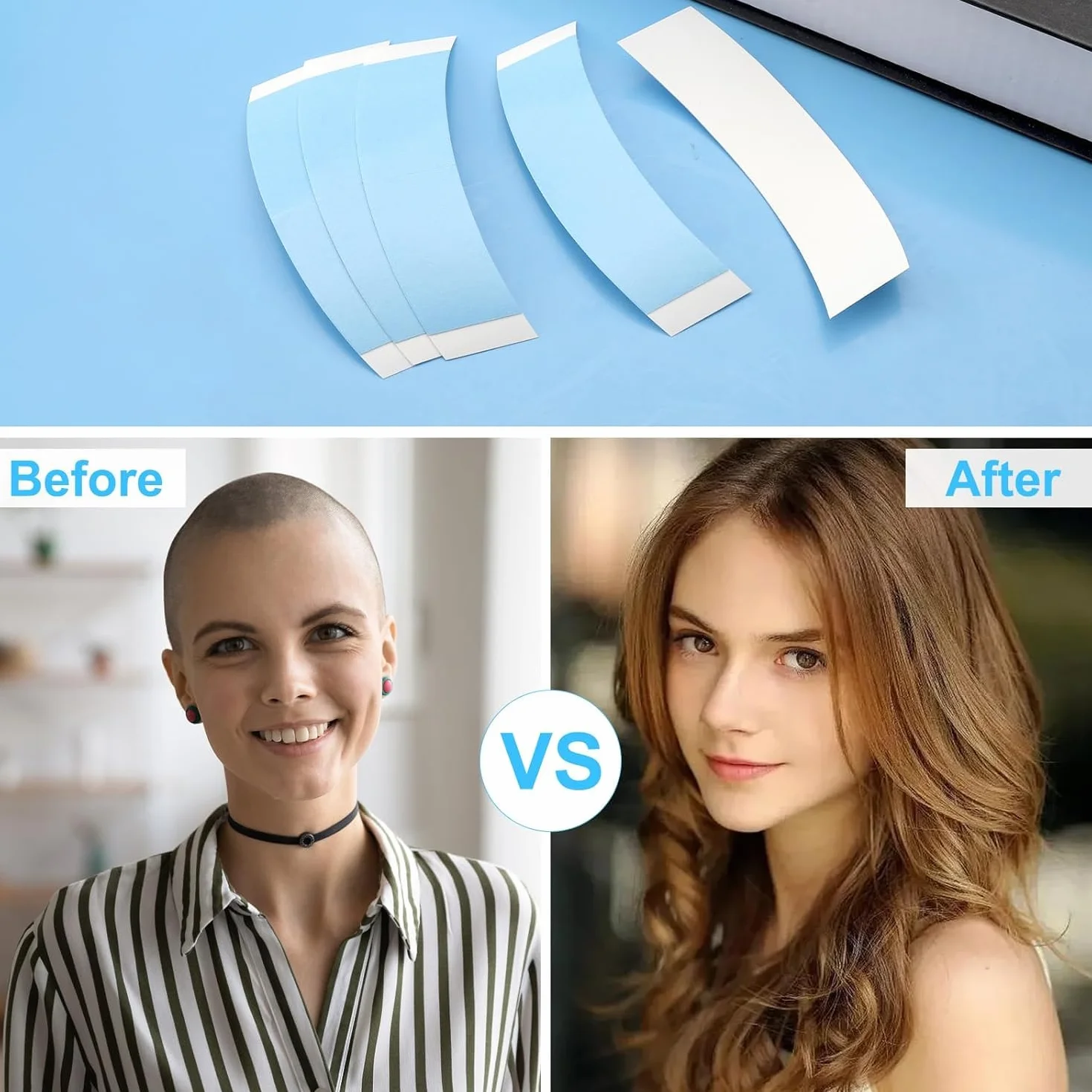 60pcs Cinta Adhesiva Peluca Impermeable de Doble Cara para Pelucas de Encaje