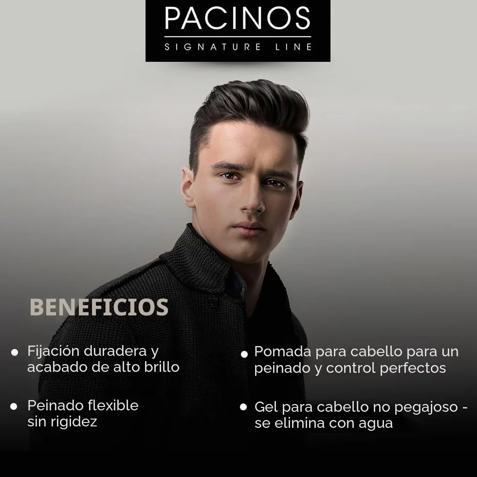 Pacinos Sleek Pomade 118ml Extra Hold Shine Finish Pomada a Base de Agua Hombre