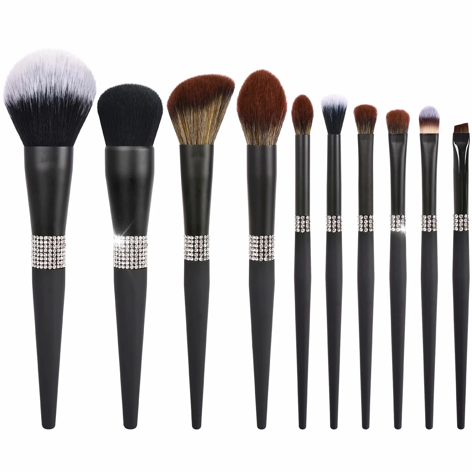 Juego de Brochas de Maquillaje Conjunto de cepillo maquillaje brocha profesional 10 conjunto ceja manija mate negro para Viajes