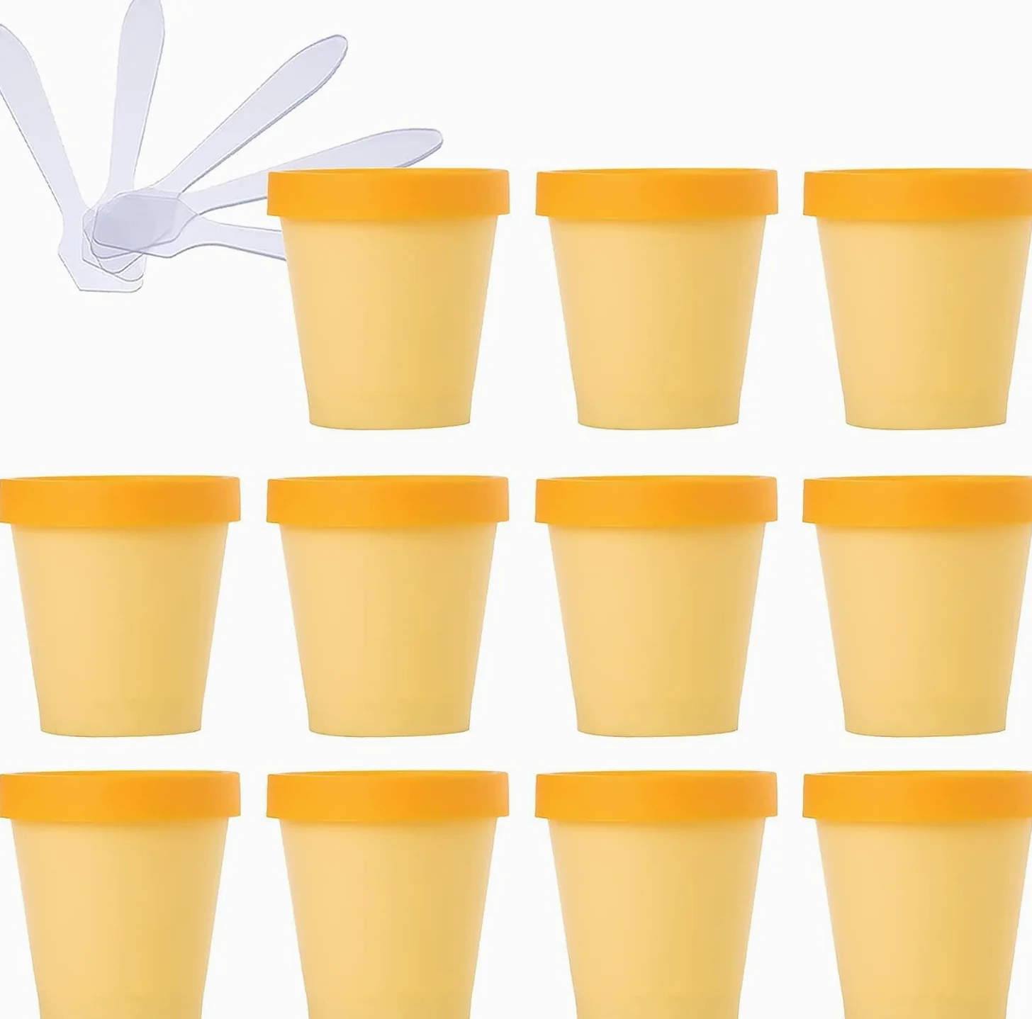 Tarro de cosméticos, 20 tarros de Almacenamiento plástico con Revestimiento Interior for Cuerpo, Crema Facial, loción, Gel, 5 espátulas(Yellow,200ml)