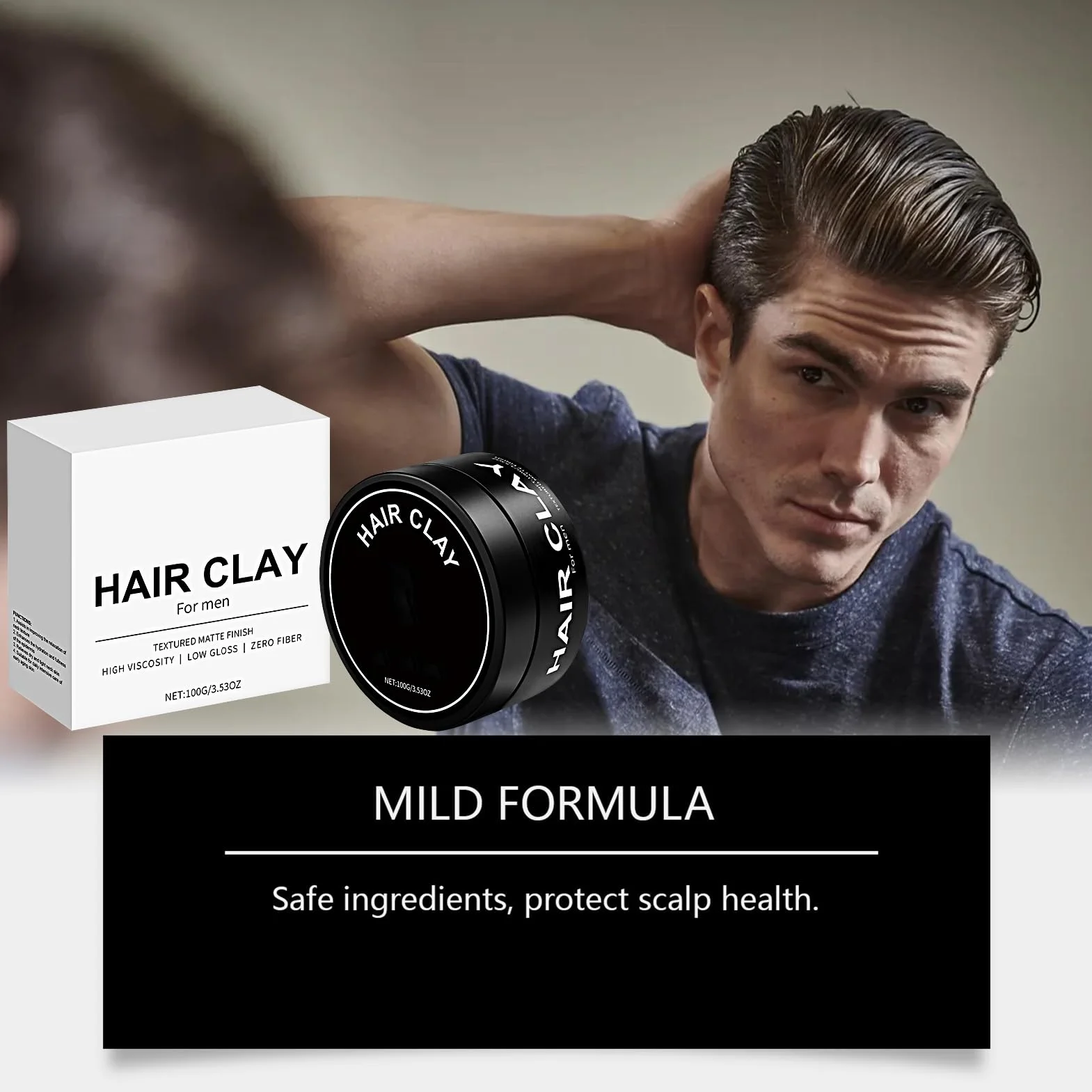 Hair Clay Strong Hold Matte Finish 100 g Lightweight Formula All-Day Styling No Greasy Texture
