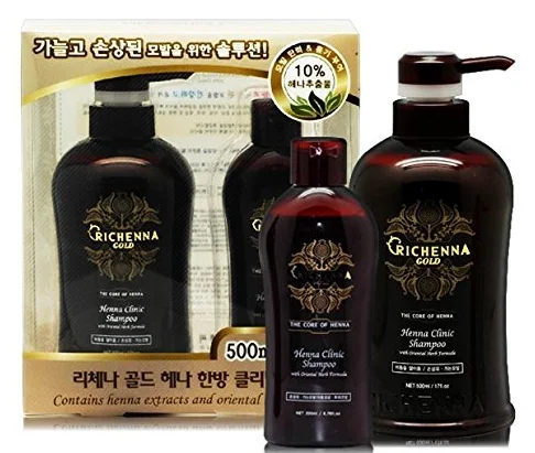 Champú Gold Henna Clinic con fórmula de hierbas orientales – anticaspa anti picor del cuero cabelludo – champú de hierbas