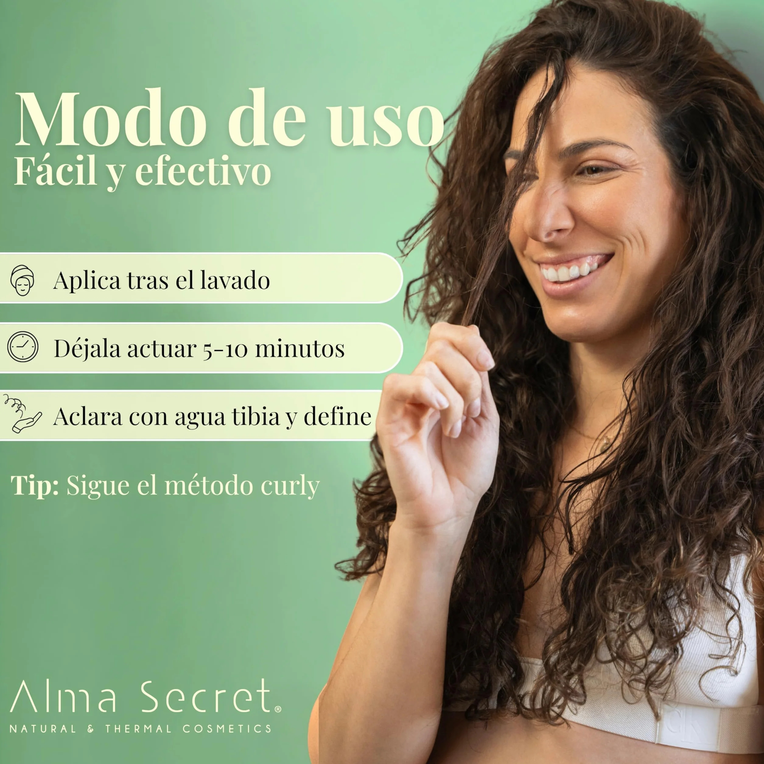 Alma Secret Curly Superglow Mask Mascarilla Antiedad Pelo Rizado 9 Aceites Vegetales Proteínas Método Curly 250ml