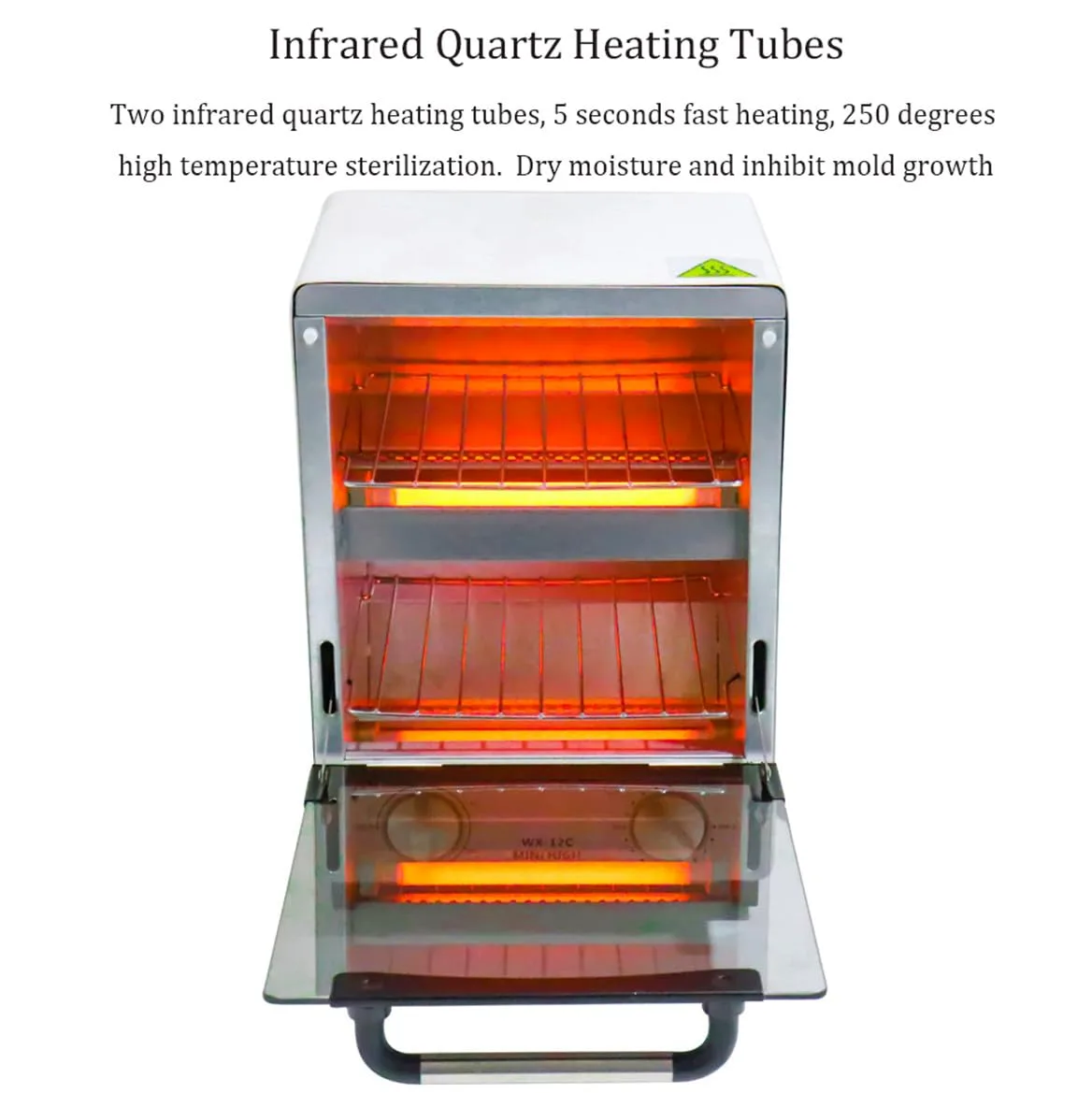 Esterilizador de alta temperatura para herramientas de uñas, esterilizador de calor seco de doble capa de 1000 W, capacidad de 12 litros, 100-250 ℃ con temporizador de 30 minutos para médicos