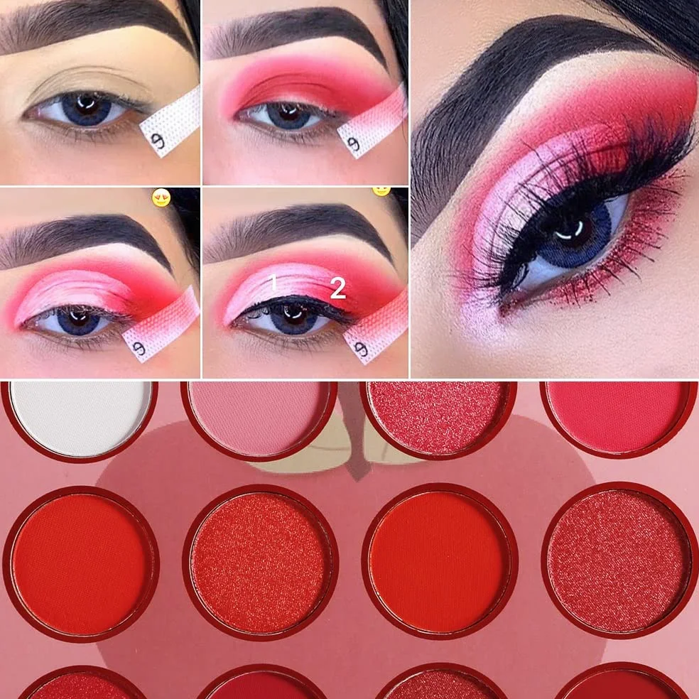 Paletas de sombras de ojos 20pcs / lot rojo sombra de ojos Paleta Cosméticos Blush lindo sombra de ojos personalizado sombra de ojos paleta con logo Paletas de sombras de ojos profesionales(Rose Red)
