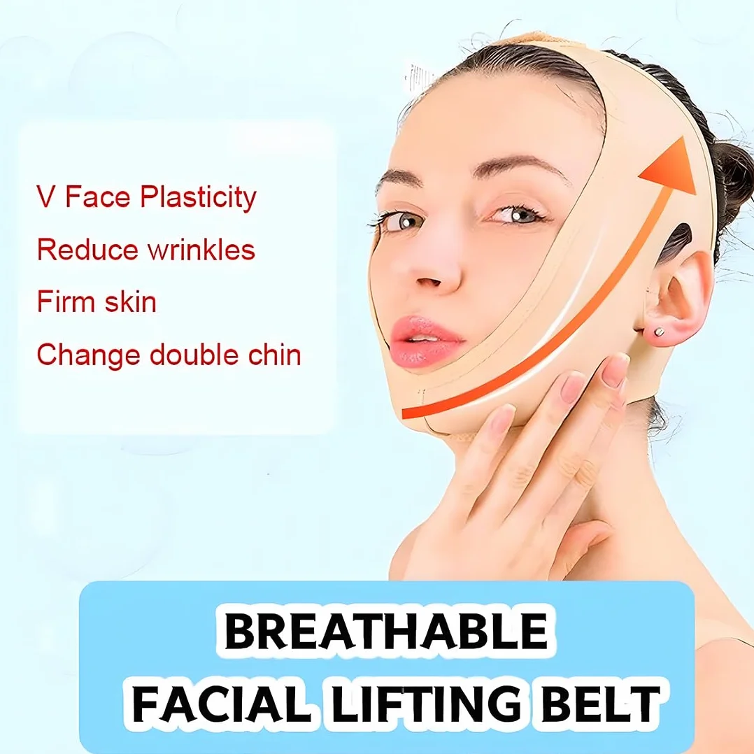 Mentonera Papada Reutilizable Máscara Correa Transpirable Reductor de Papada Cinturón Vendaje Estiramiento Facial V Line Lifting