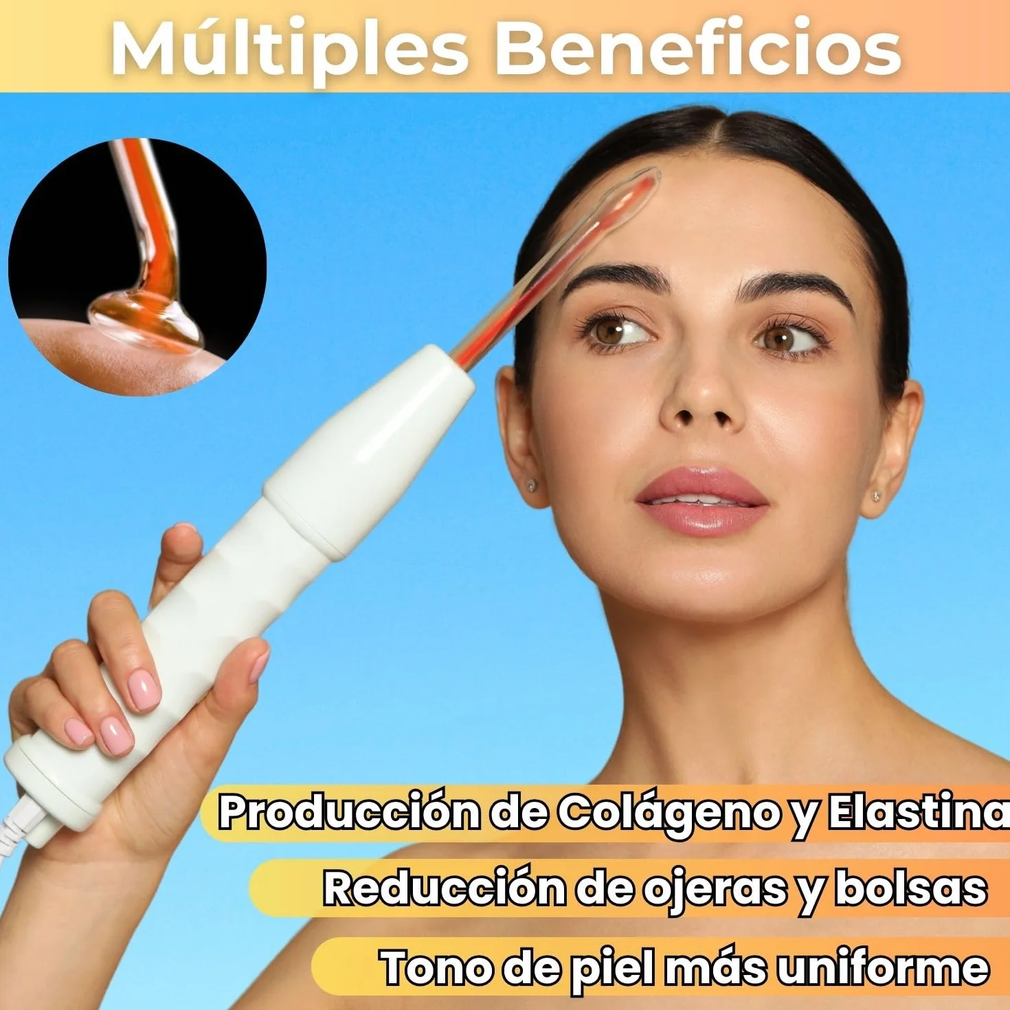 Alta Frecuencia Facial y Capilar Profesional - High Frequency Wand - Máquina Quita Arrugas, Acné y Manchas - Tecnología LED con 4 Electrodos