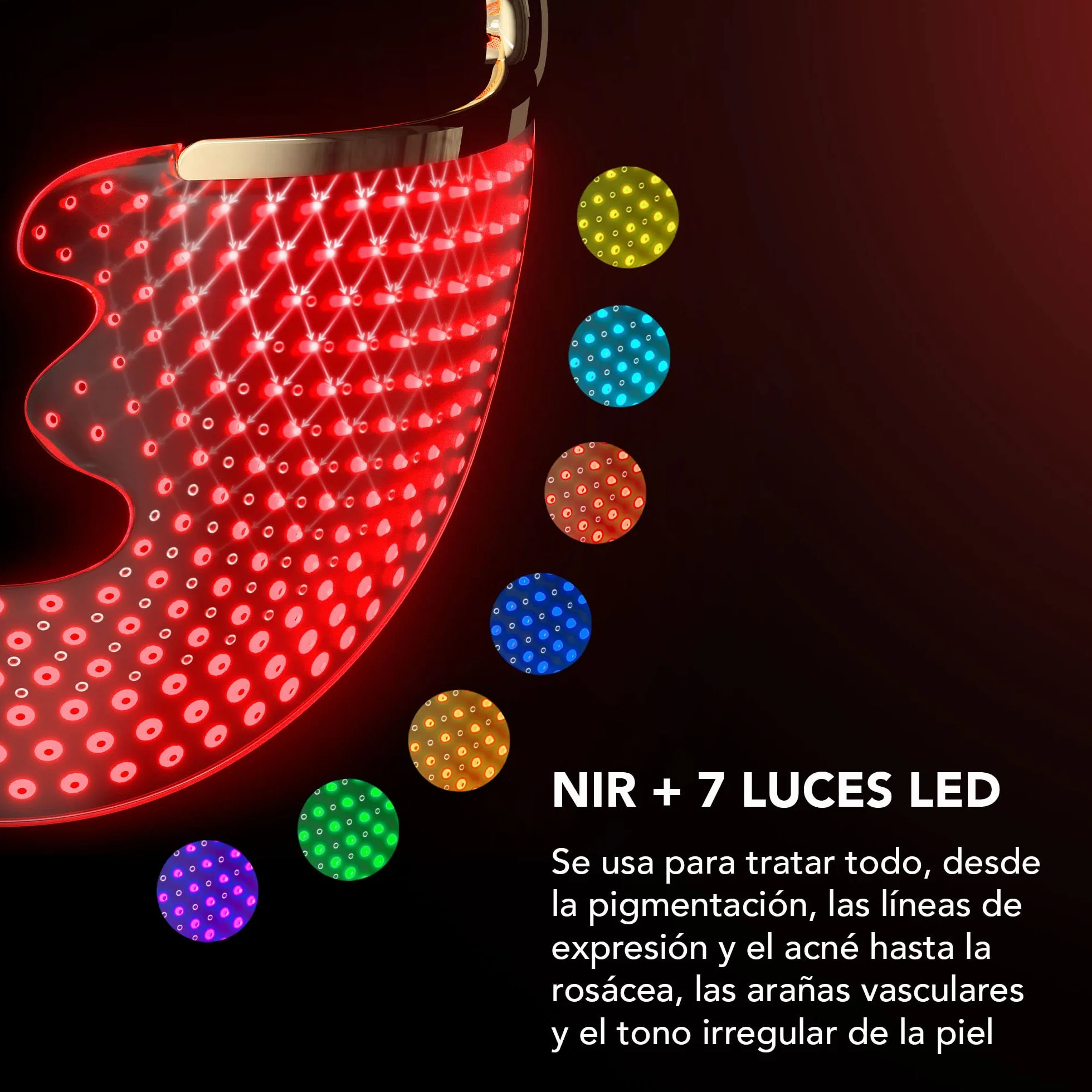 FAQ 202 Máscara facial LED inalámbrica con estuche de viaje - Cuidado antiedad con 8 ajustes - 600 puntos de luz para el tratamiento dirigido y el cuidado facial - Pack de viaje, ligero y duradero