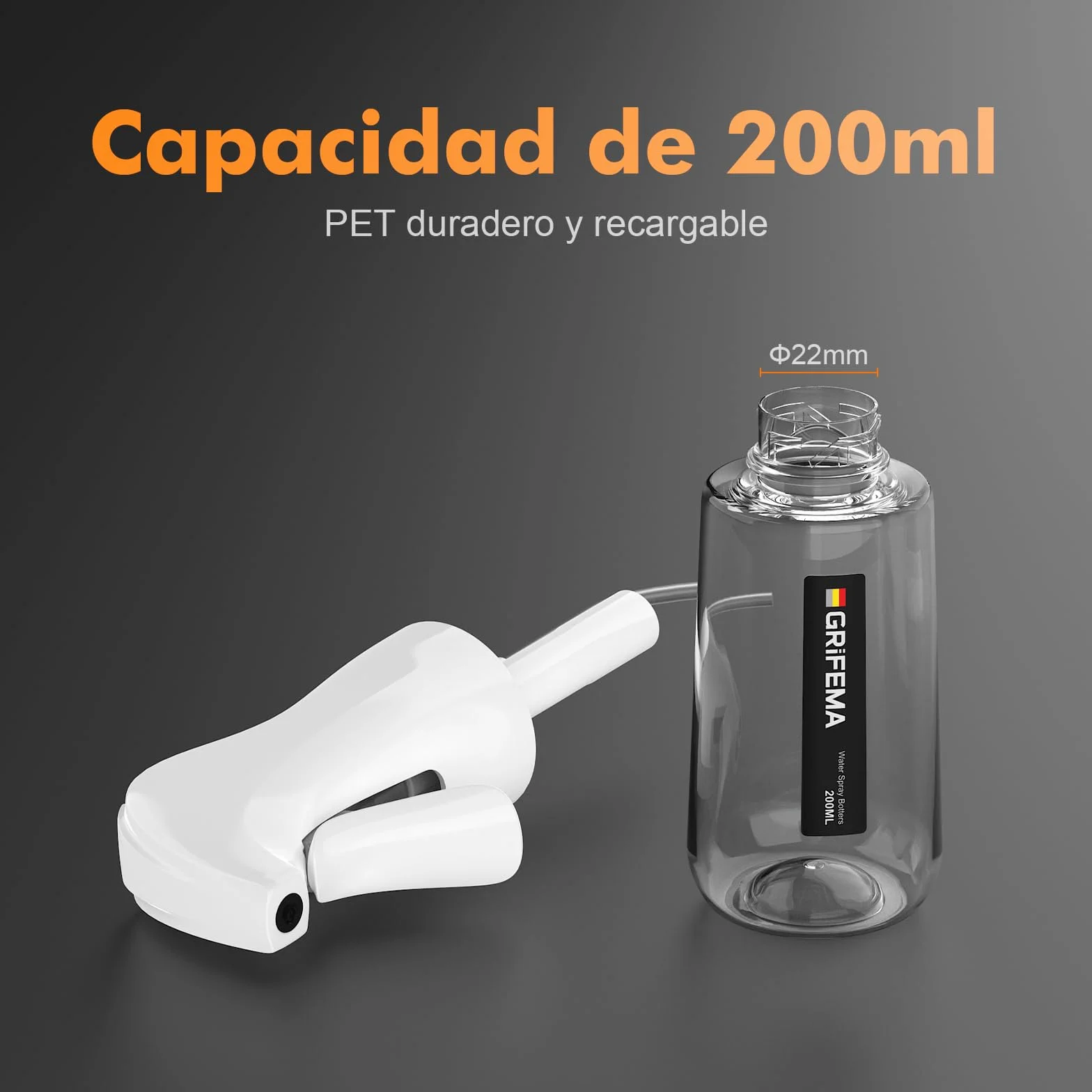 GRIFEMA Botella Spray Pulverizador de Agua 200 ml Blanco Reutilizable Niebla Fina