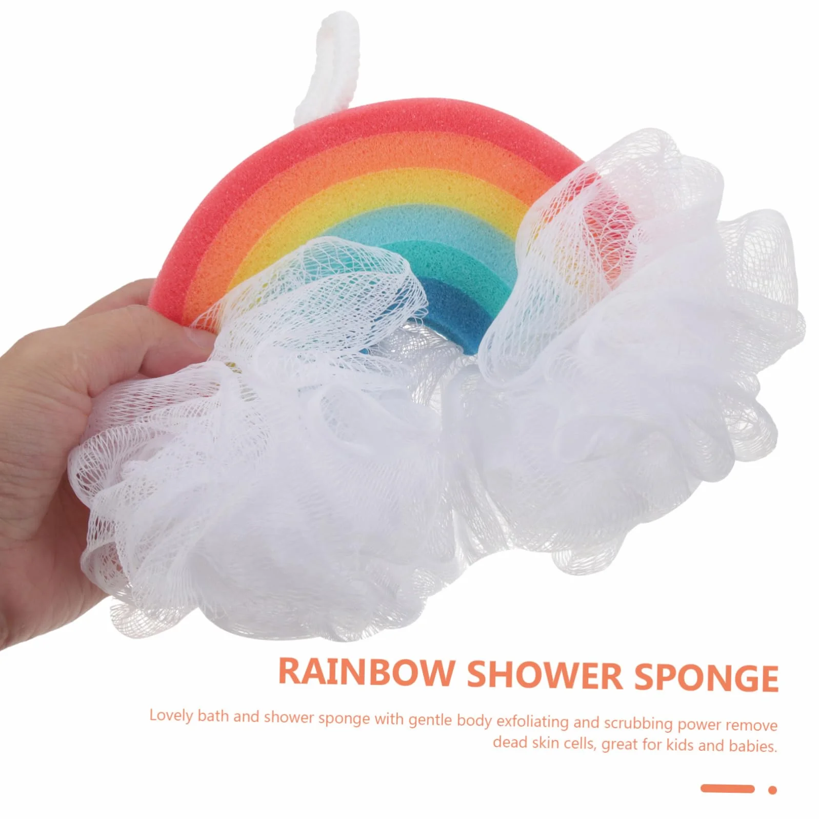 Esponjas de Baño Infantiles Diseño de Arcoíris, 2 Piezas de Esponja para Niños y Bebés, Suaves y Exfoliantes para Eliminar Células Muertas
