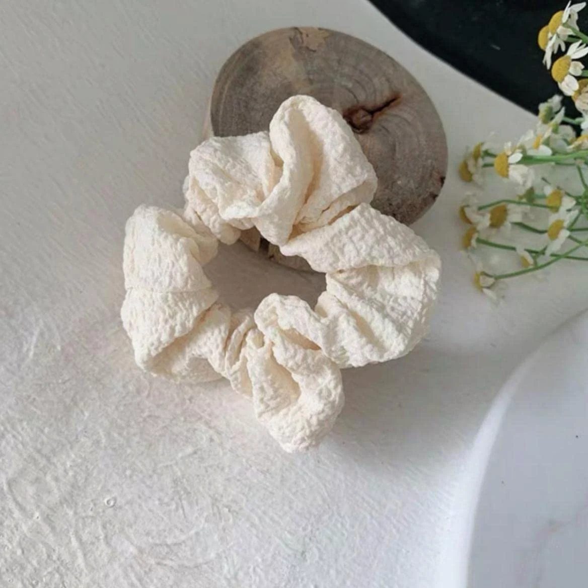 ACiyD Sólido elástico Scrunchie Hair Ties Bandas de Goma para Mujeres niñas Sport Gym Hair Scrunchies Holder Hair Accessories-Bean Paste Powder (Beige)