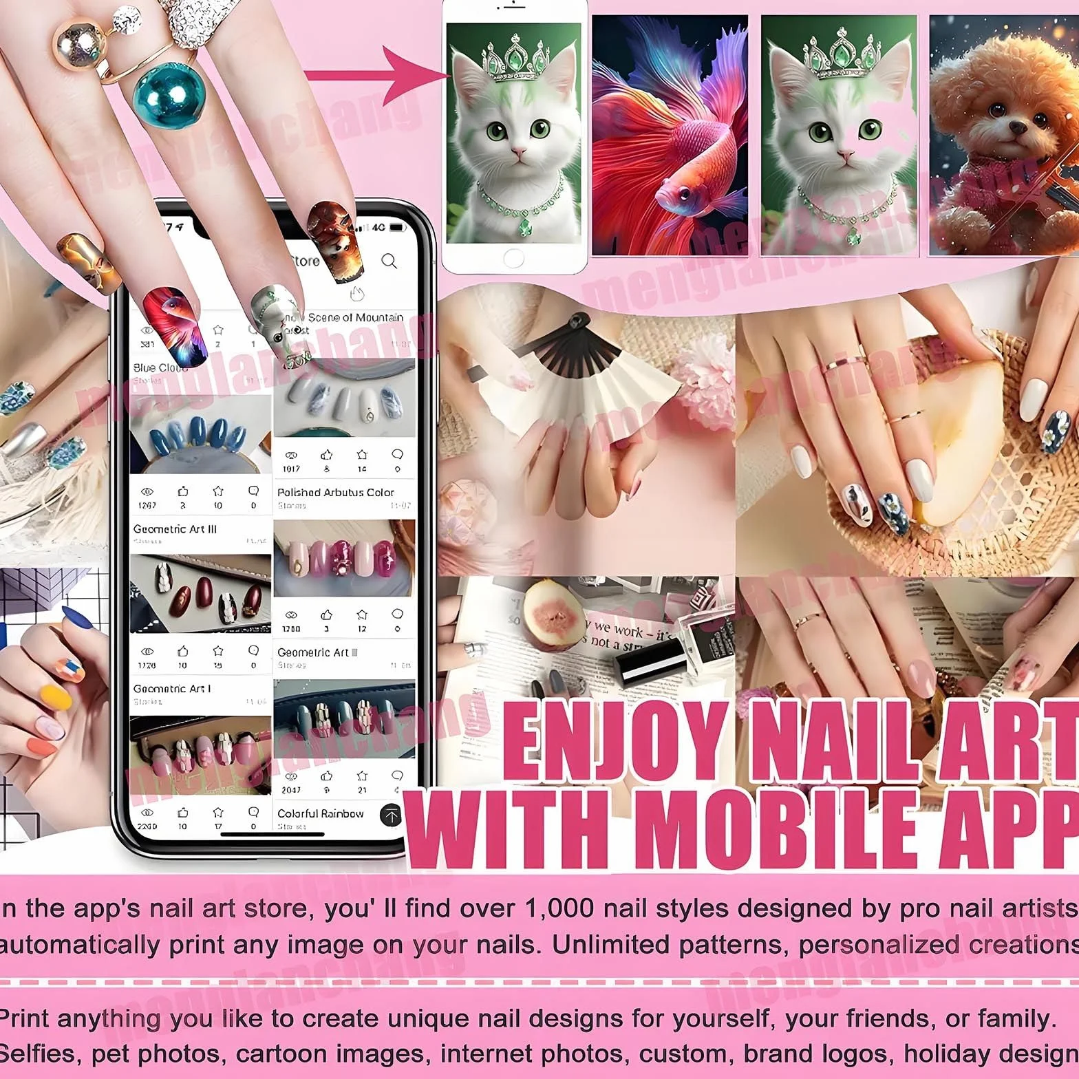 Kit De Impresora De UñAs - Impresora De UñAs 3D Digital MóVil para SalóN Y Hogar-WiFi/DiseñO DIY/Pantalla TáCtil | 10 Esmaltes De Gel + 2 Pegamentos para Pintar + 2 Cartuchos Tinta
