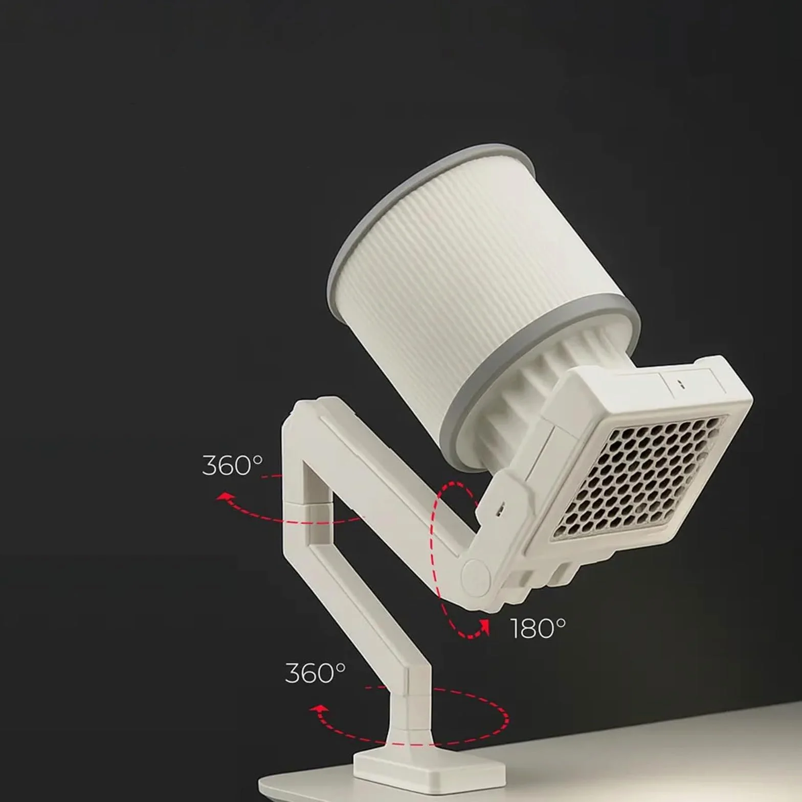 Aspirador de uñas universal de escritorio, aspirador vertical con luz LED, succión ajustable, soporte metálico de ángulo ajustable, colector de polvo profesional para salón de uñas en casa.