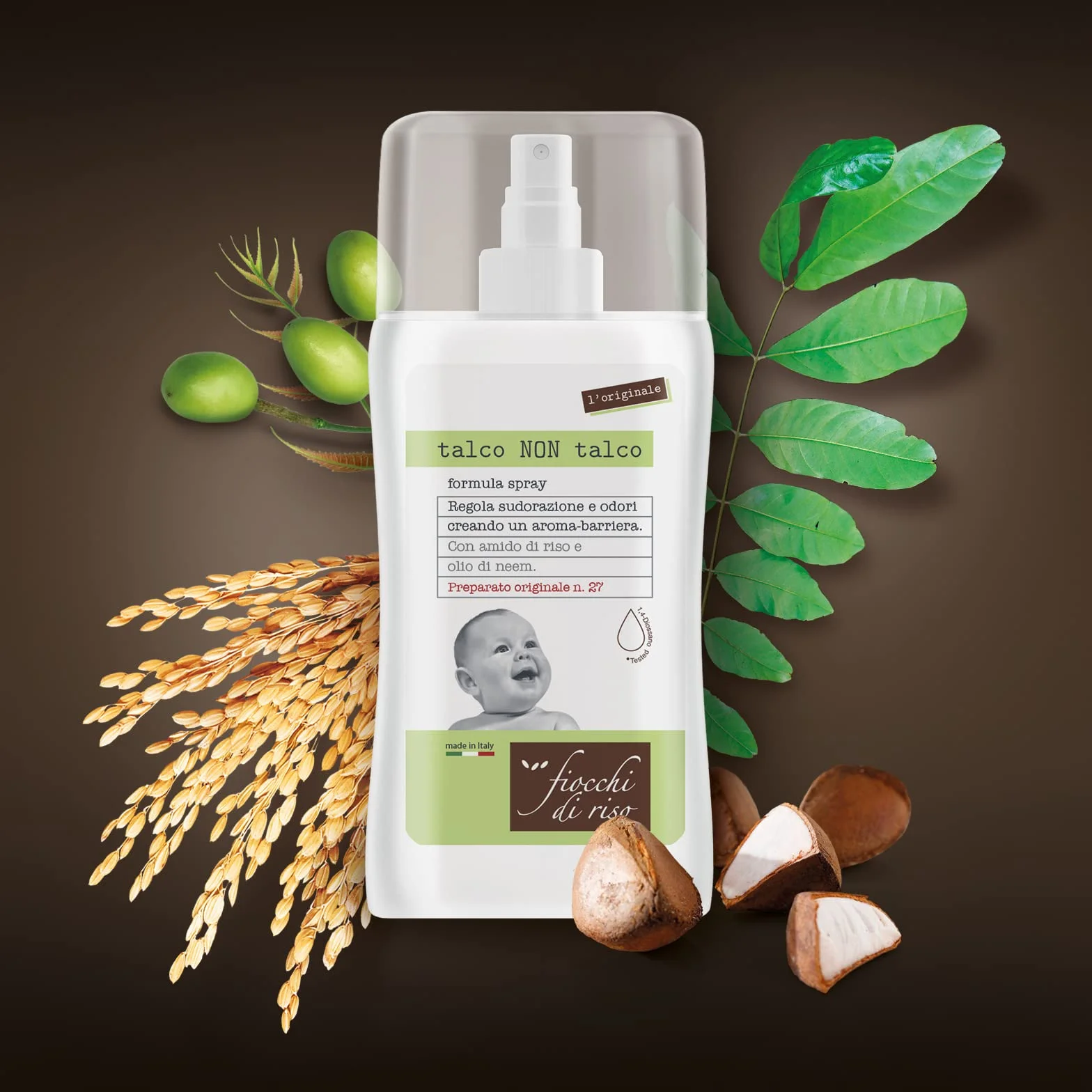 Fiocchi di Riso BIPACCO SPRAY Talco 100 ml SUDORACIÓN Y ZANZAR