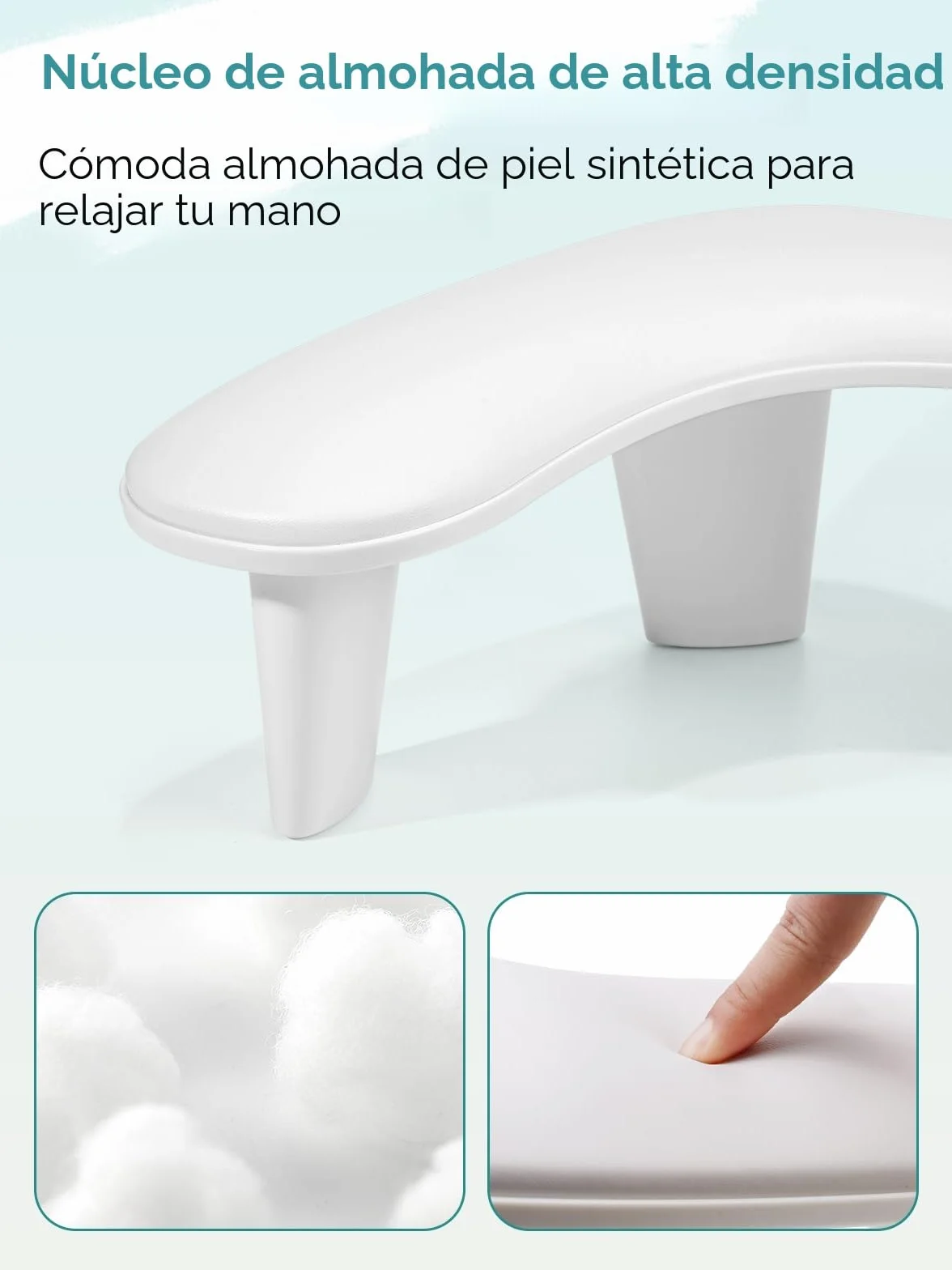 Reposabrazos de uñas para manicura: Reposabrazos para uñas soporte de piel para uñas, reposamanos de uñas, cojín de Manicura blanco, cojín Antideslizante para Salón de arte de uñas(Bianco)