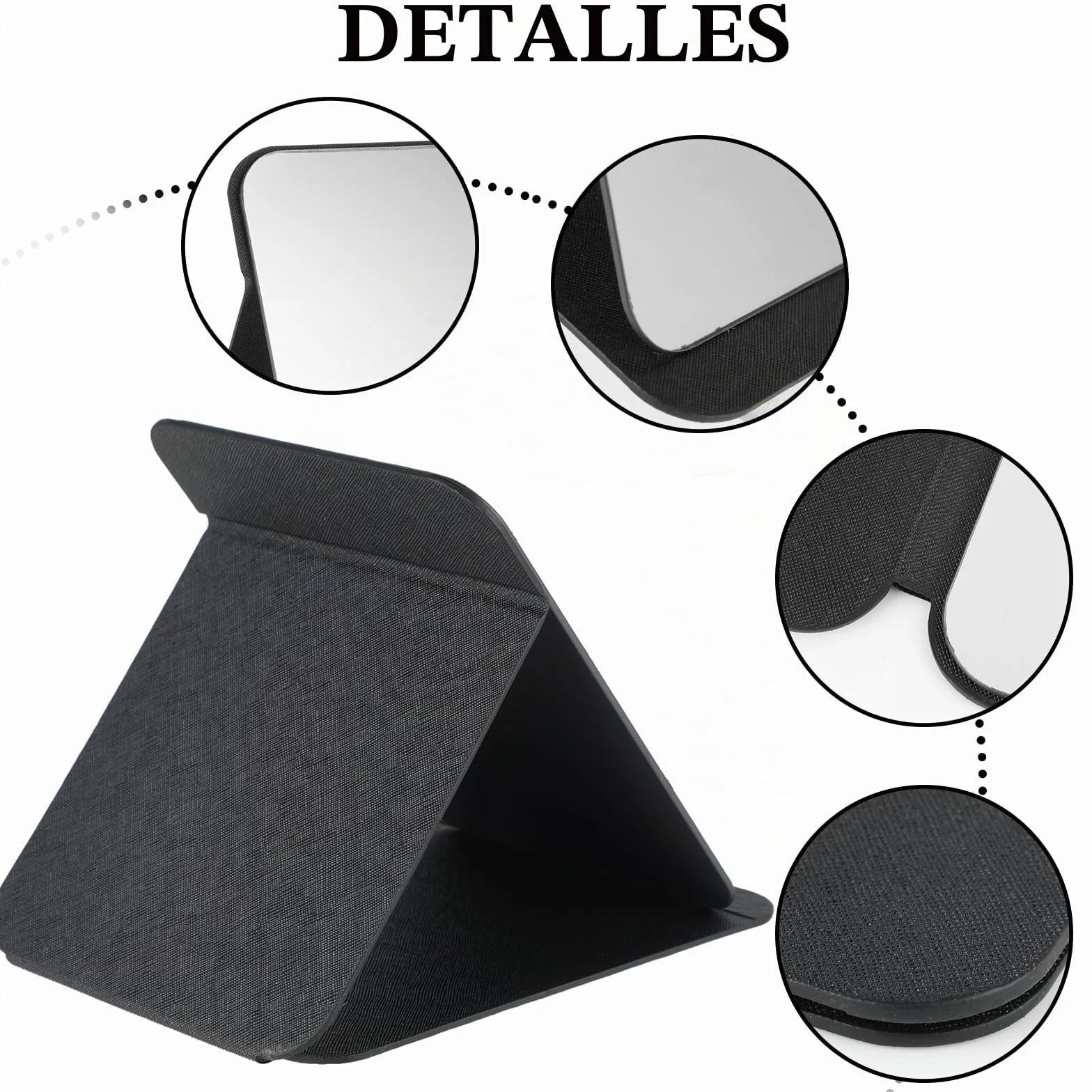 Espejo de Viaje Plegable 21,5 x 15,5 cm, Portátil Maquillaje con Funda Cuero PU, Ajustable Compacto