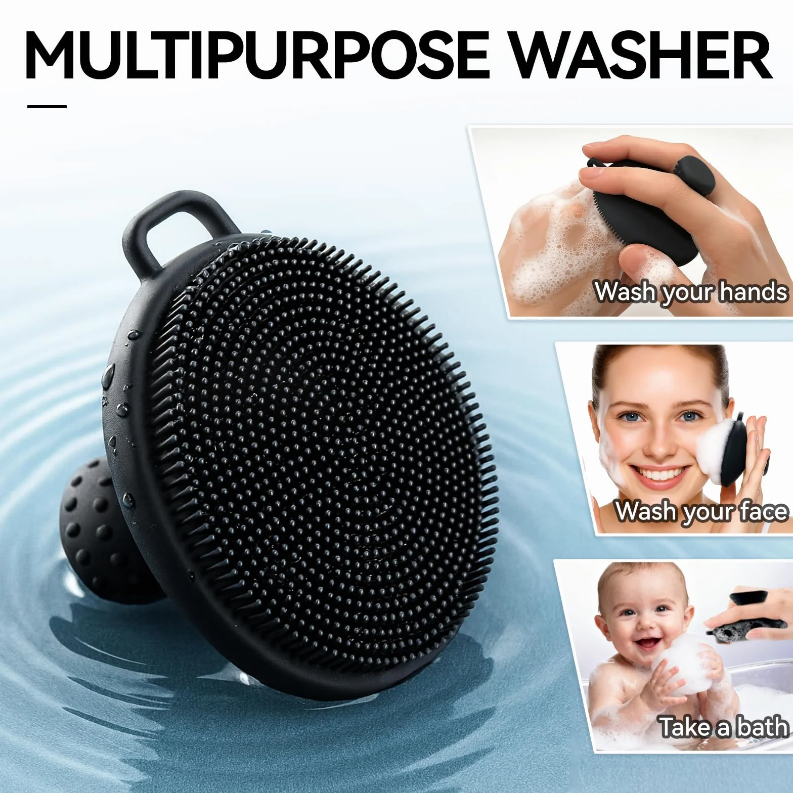 Cepillo de limpieza facial de silicona, exfoliación suave y eliminación de puntos negros, 1 paquete (negro)