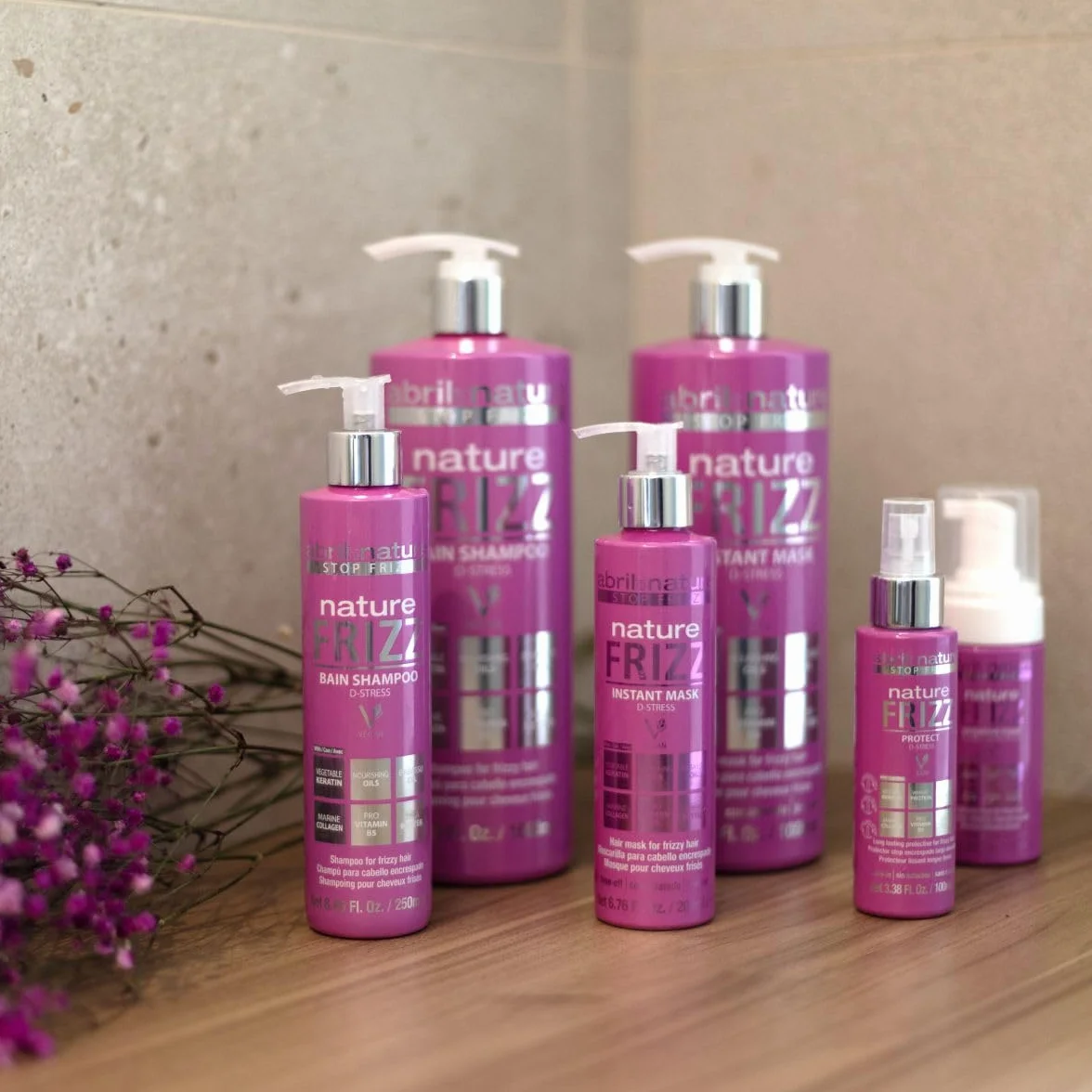 Abril et Nature Set Cuidado Capilar Anti-Frizz Champú Mascarilla Sérum 550 ml