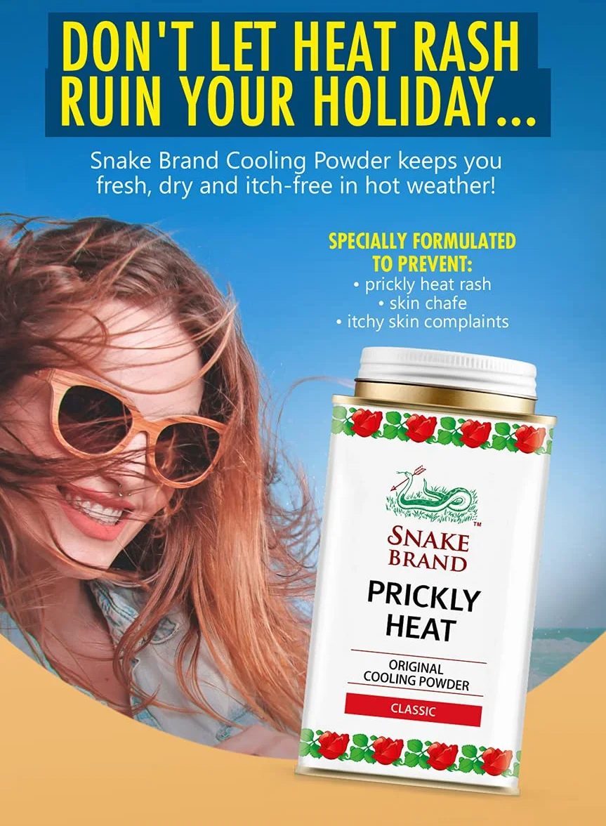 Snake Brand Prickly Heat Powder Classic 140g Paquete de 3