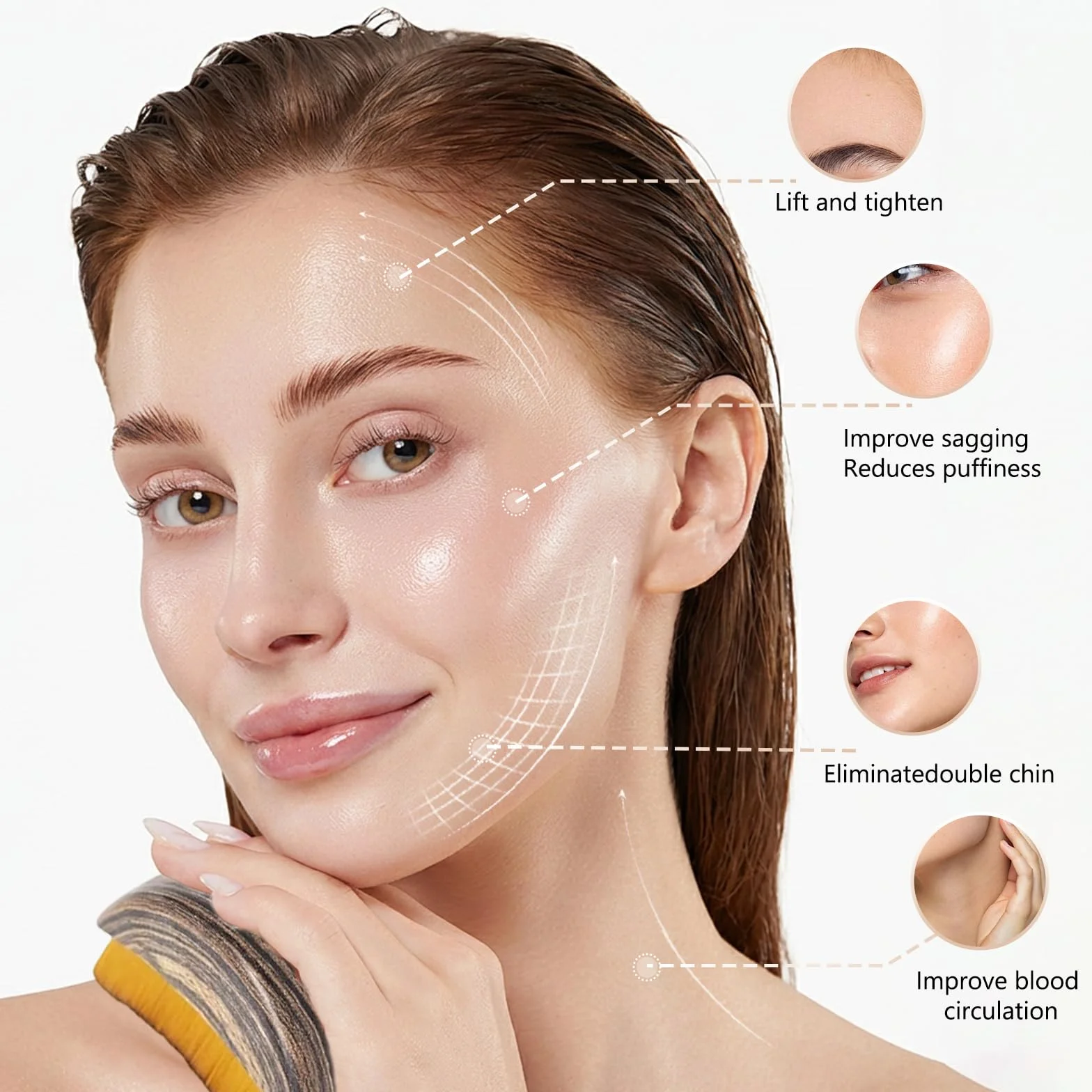 Cepillo Facial Linfático 2Pcs Drenaje Linfático Masajeador Esculpir Rostro