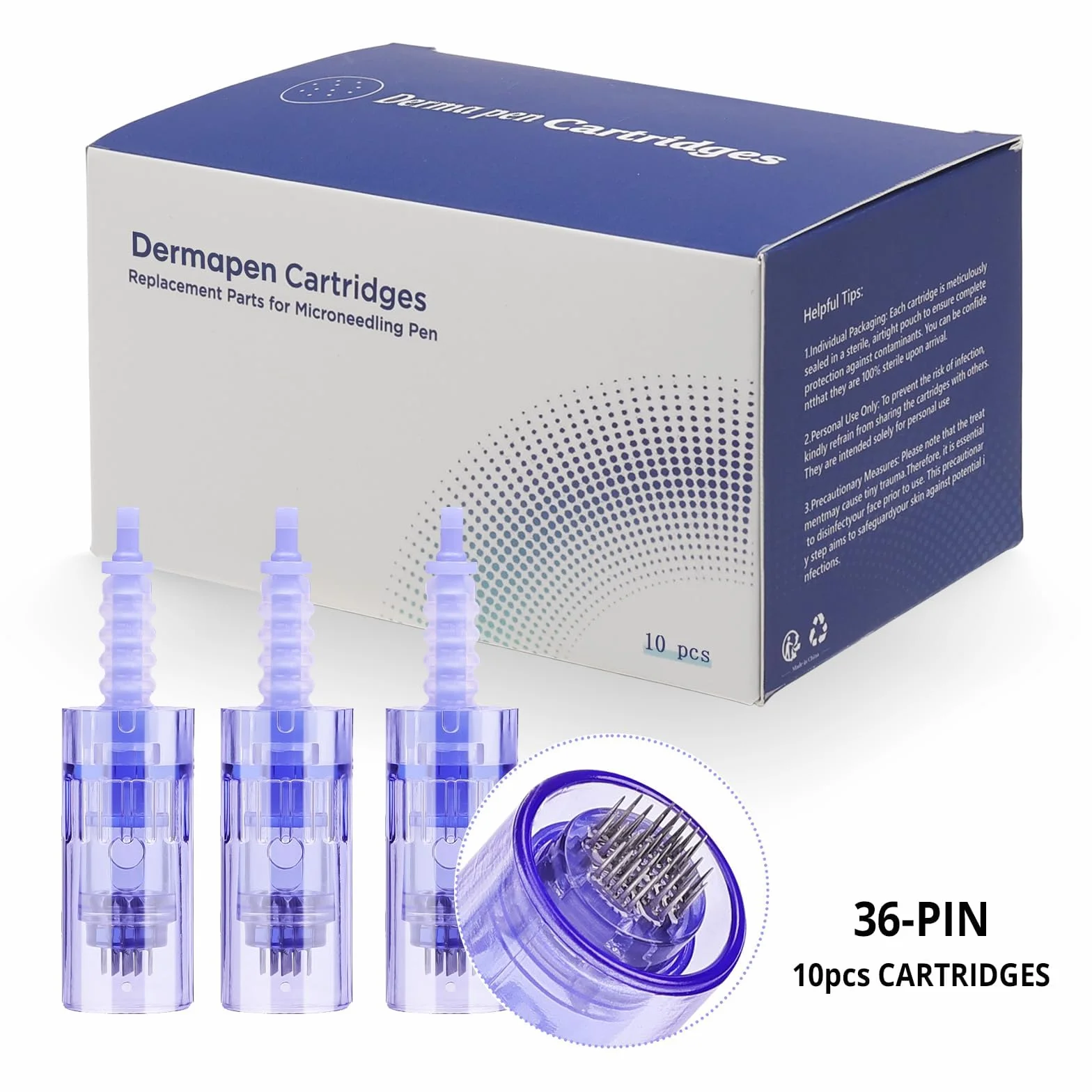 36 Pin Microneedling Dermapen Agujas de repuesto Puntas Ranura para cartucho, Bajonett Port, 10 piezas