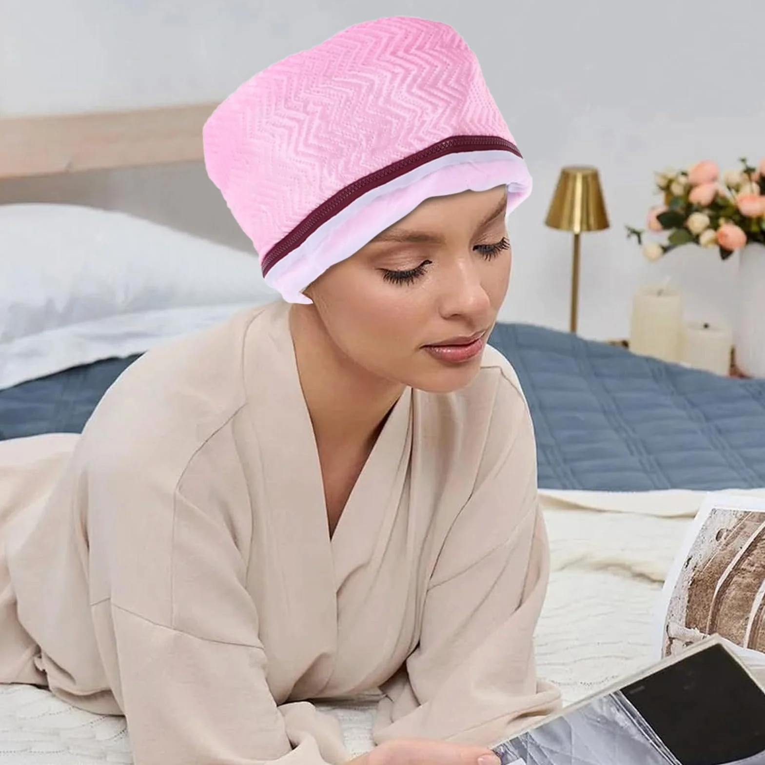 Gorro de Acondicionamiento Profundo Térmico de 2 Niveles Capucha Calefactable Portátil para Cuidado del Cabello