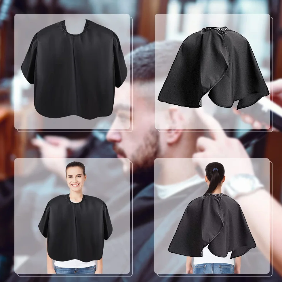 LOPHE Capa de Peluquería Negra Impermeable con Cepillo y Peineta