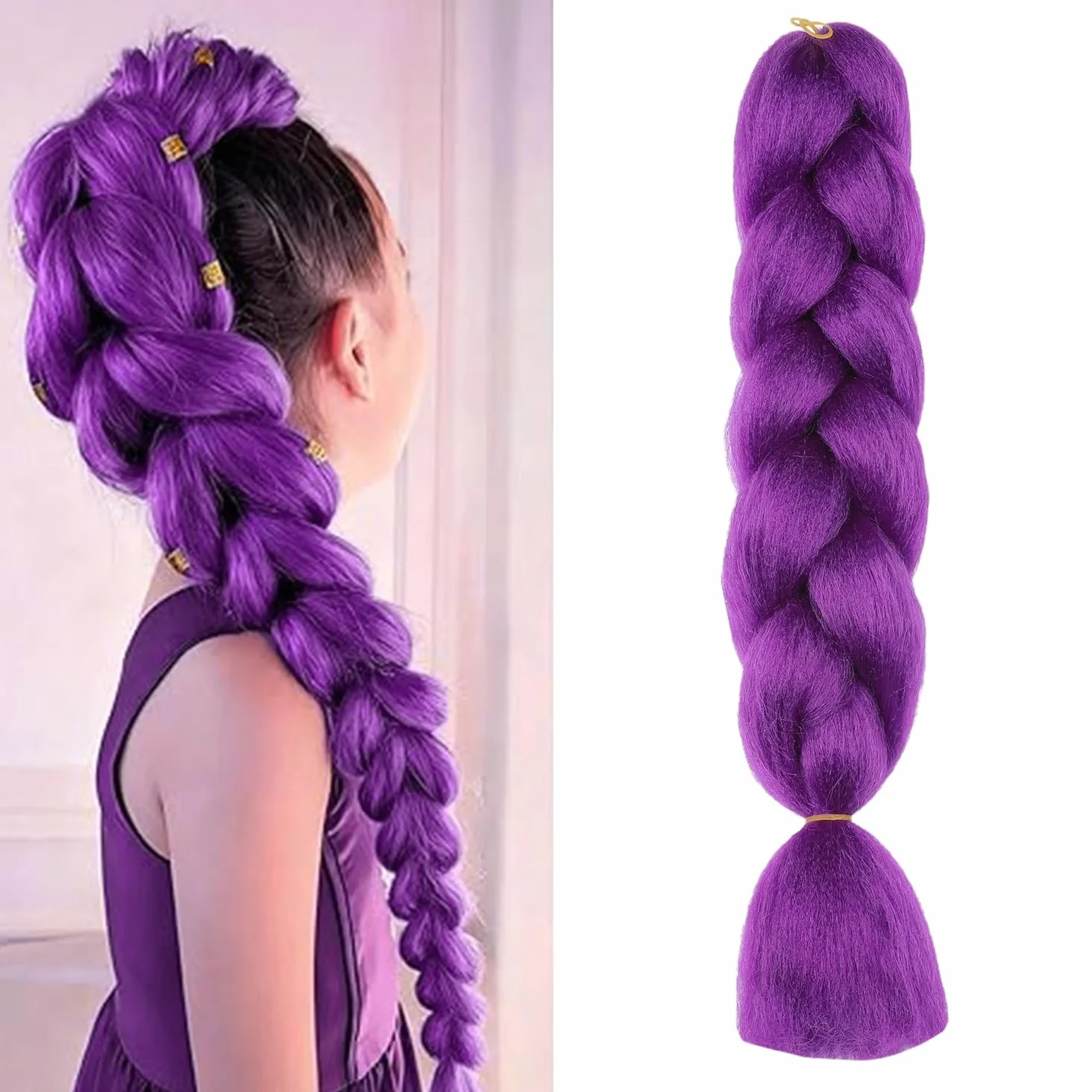 Pelo Para Trenzas Africanas 24" Jumbo Extensiones 60cm Sintetico 1 Paquete Morado Oscuro