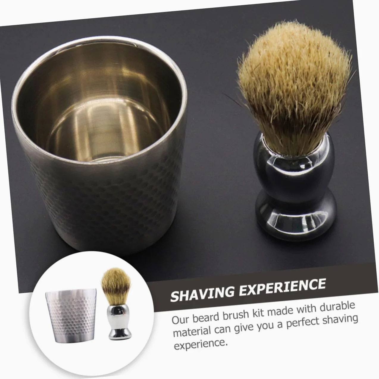 Angoily 3juegos Para Hombres Brocha y Bowl De Inoxidable Kit Práctico Para Afeitar Casa o Barbería Incluye Jabón y Cepillo De Cuidado Personal