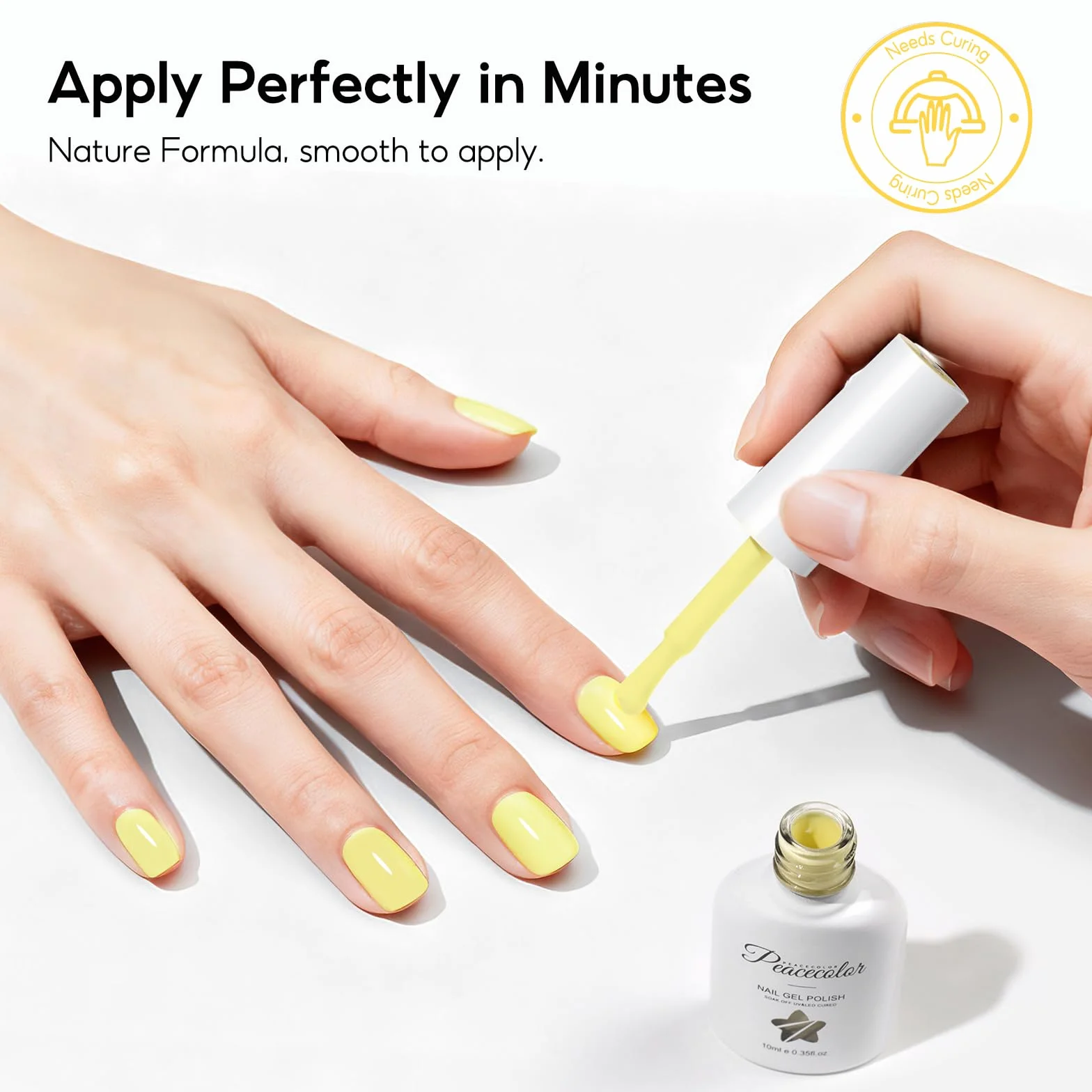 PEACECOLOR Esmalte Semipermanente para Uñas Amarillo 10ML, Gel Nail Polish para Principiantes