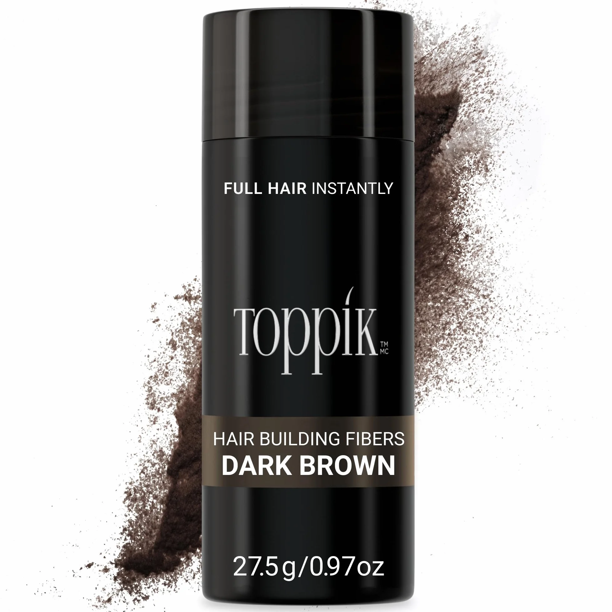 Toppik Fibras Capilares Castaño Oscuro, Fibras de Queratina para Densidad, 27,5 g