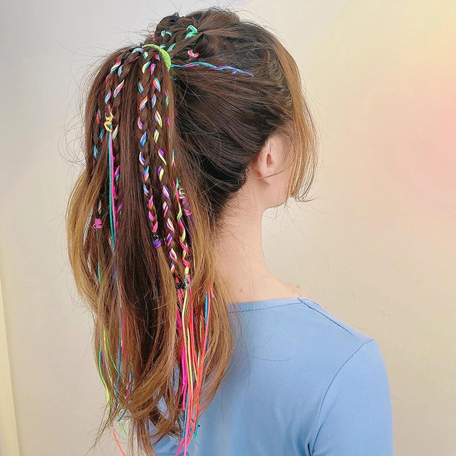 KEYRI 70 Piezas Extensiones de Pelo Niña, Trenzas de Colores Hilo Cabello Accesorio