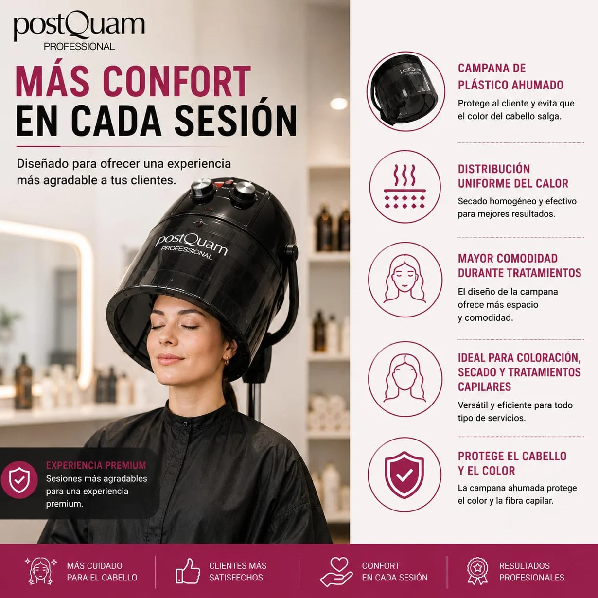 Italian Design Secador Casco 2 Speed Termo Regulador Tiempo Campana Plástico Ahumado Altura Ajustable 86-122 cm Ruedas Flexibles