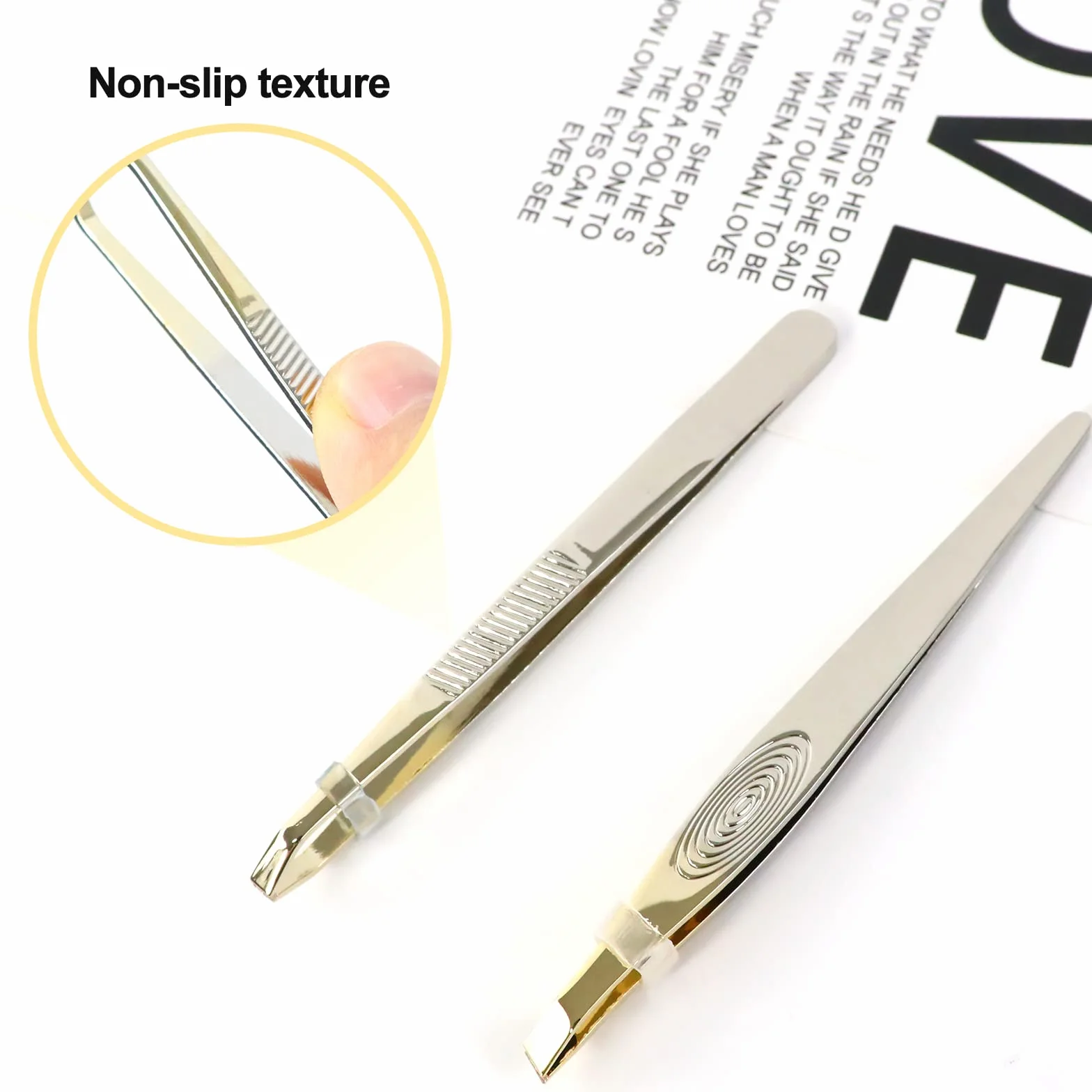 Pinzas Depilar Profesionales Acero Inoxidable Punta Cangrejo 2 pcs Dorado