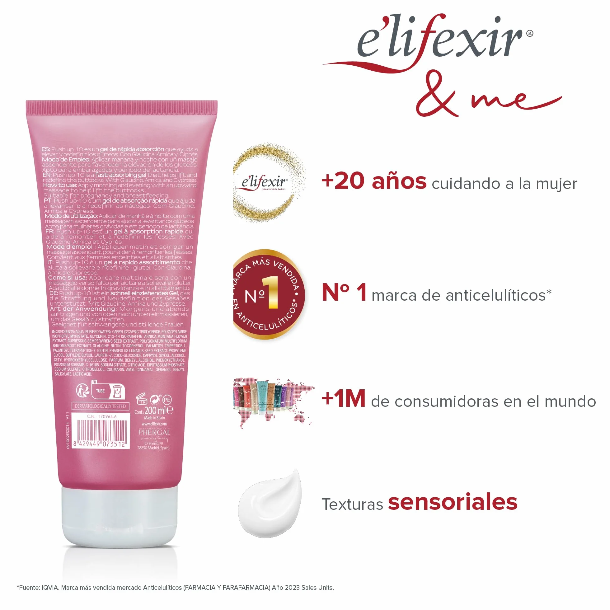 E'lifexir Push Up 10 Crema reafirmante glúteos 200 mL