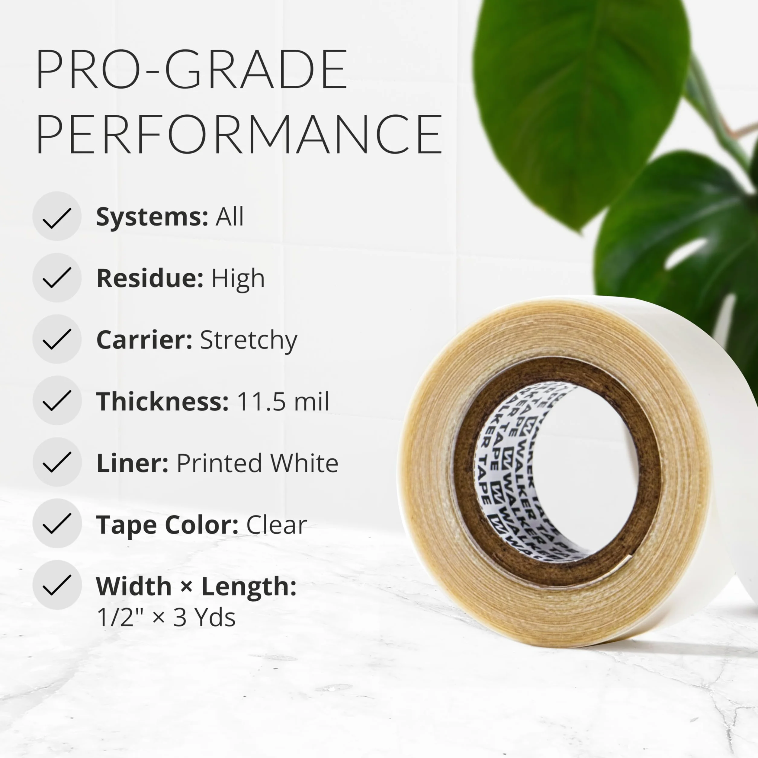 Walker Tape Ultra Hold Tape Cinta Adhesiva 1.27 cm x 2.74 m Rollo 4 Semanas