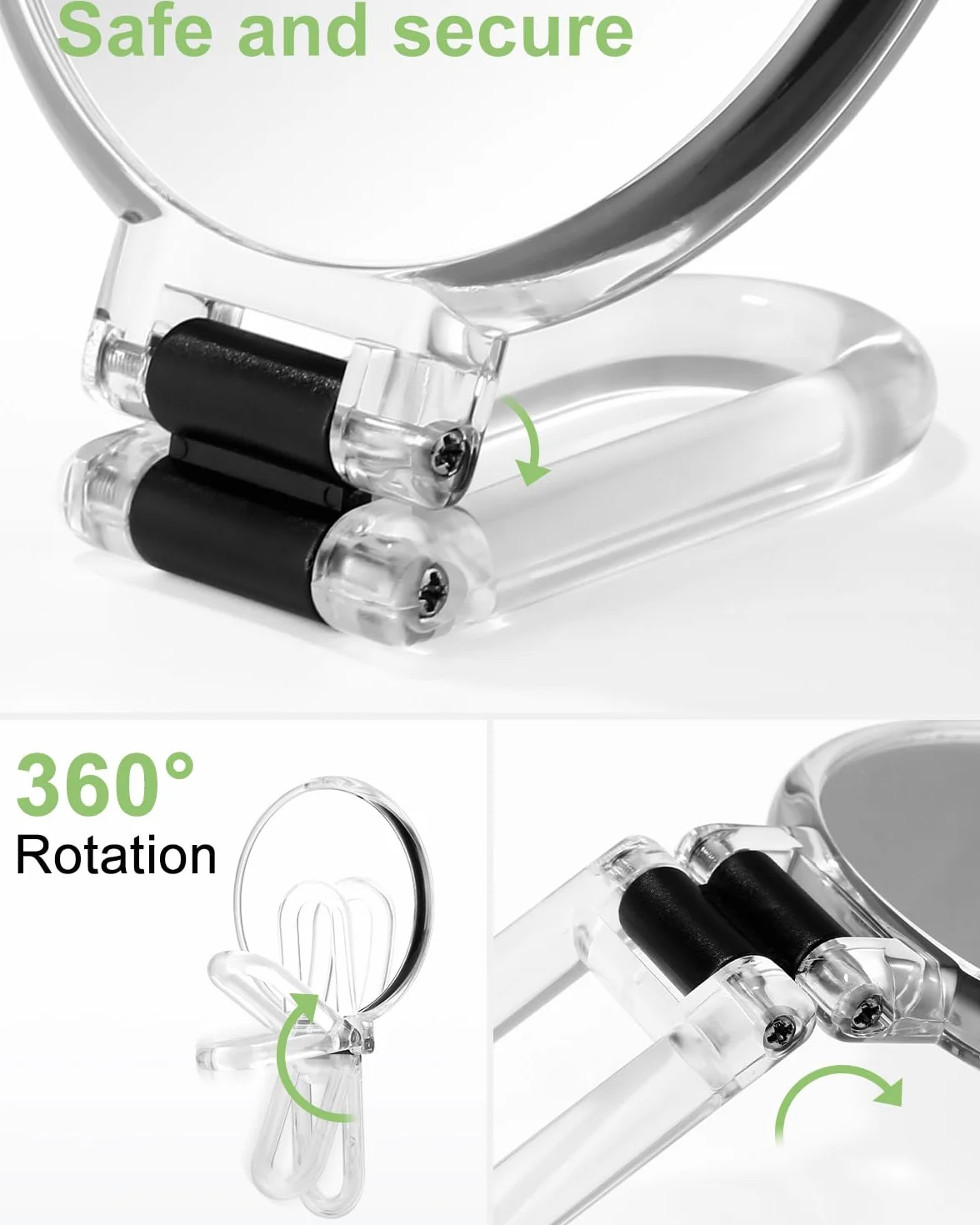 LEAZZLE Espejo de Aumento 30x/1x Doble Cara con Soporte Ajustable 360°