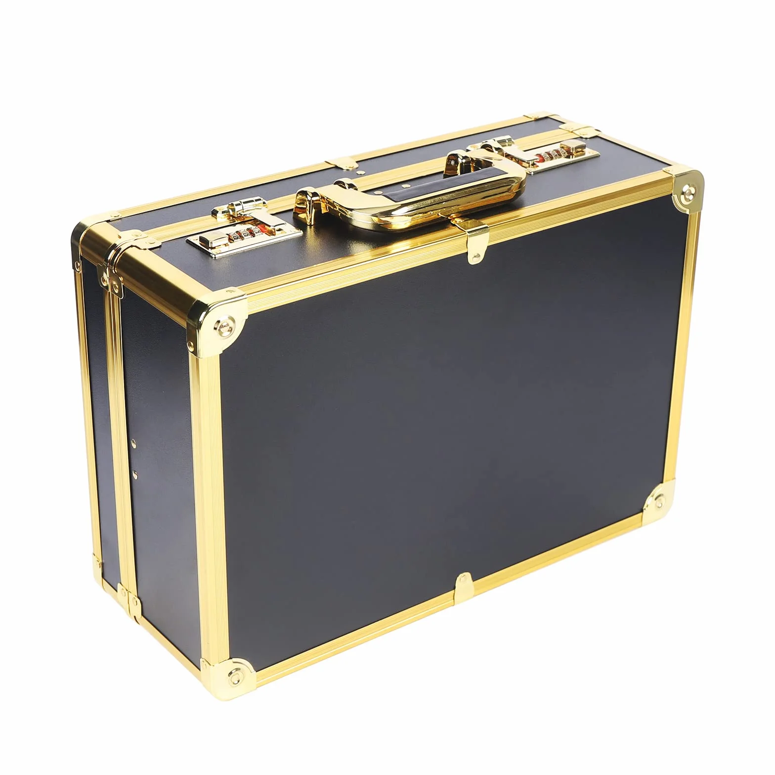 Bolsa de peluquería con cerradura de combinación, maletín de transporte para cortapelos y artículos de peluquería, bolsa de almacenamiento (oro, 40 x 40 x 18 cm)