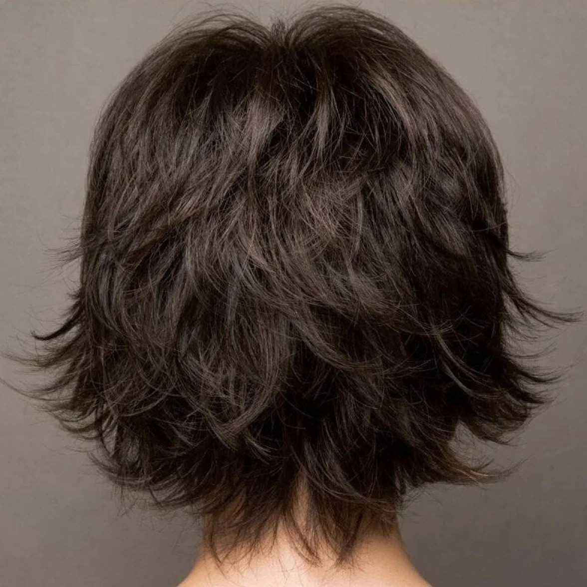 Peluca Sintética Marrón Oscuro Bob Ondulado Esponjoso Natural para Mujeres