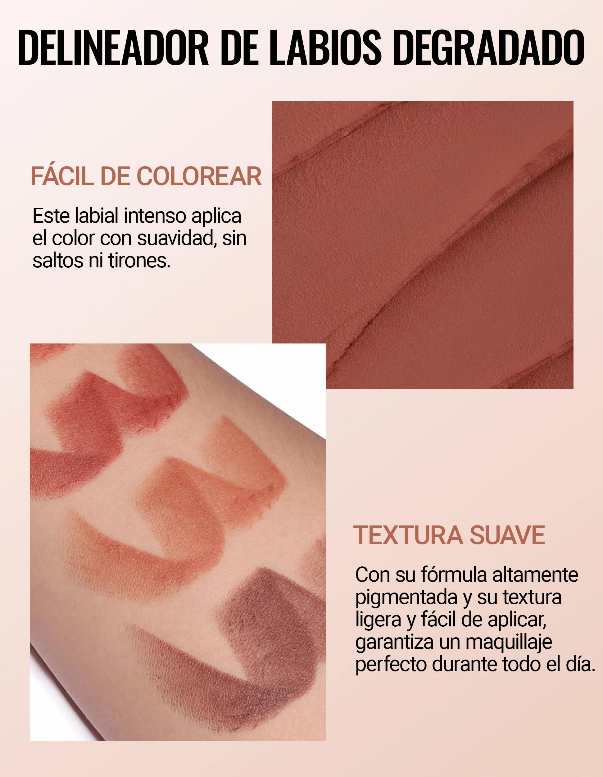 Erinde 2-en-1 Perfilador de Labios & Brillo, Labial Hidratante y Perfilador Mate, Alta Pigmentación, Larga Duración #06