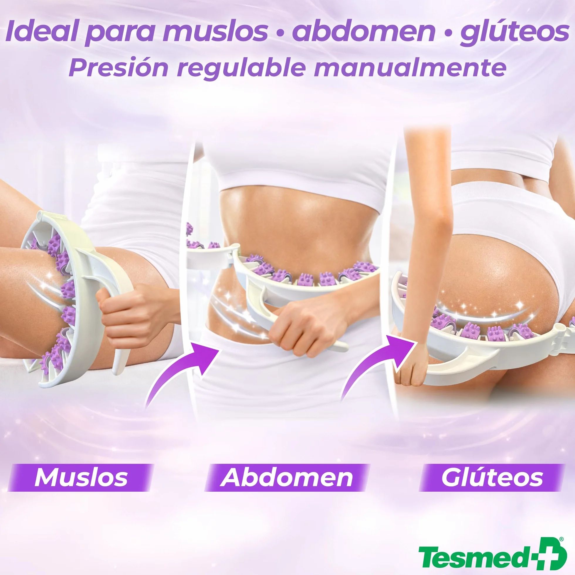 TESMED Masajeador Anticelulitis Fuerte con Rodillos Patentados – Efecto Drenante y Reafirmante – Made in Italy