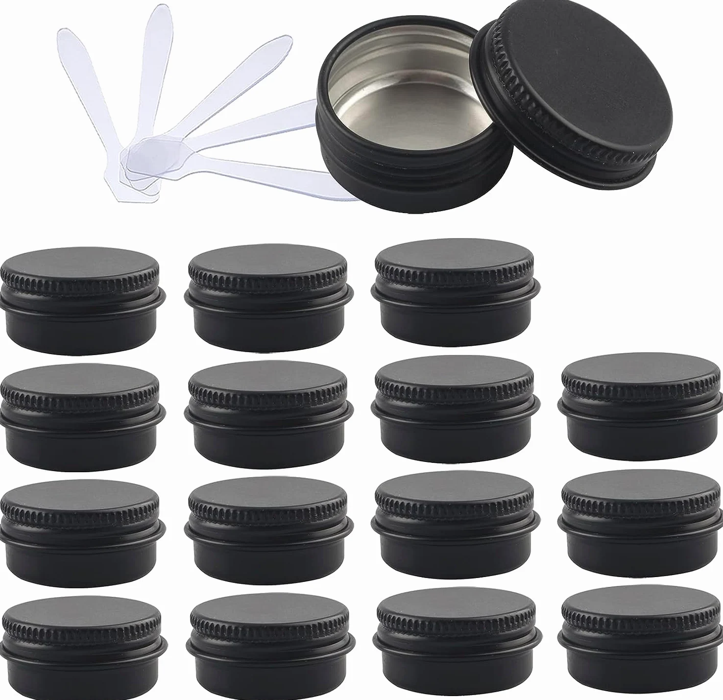 48 latas de aluminio con tapas rosca, tarros almacenamiento(Silver,10ml)