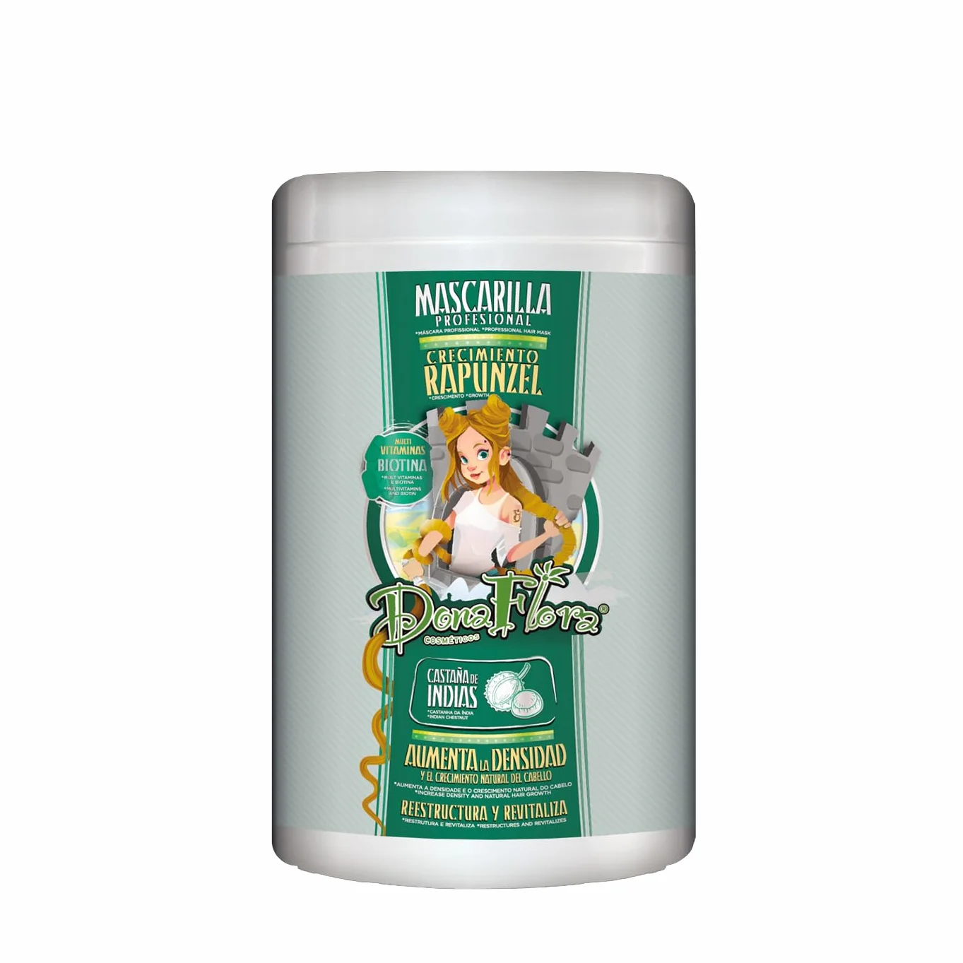 Mascarilla de Crecimiento Capilar Rapunzel con Biotina Dona Flora 1 kg Sin Sulfatos ni Parabenos