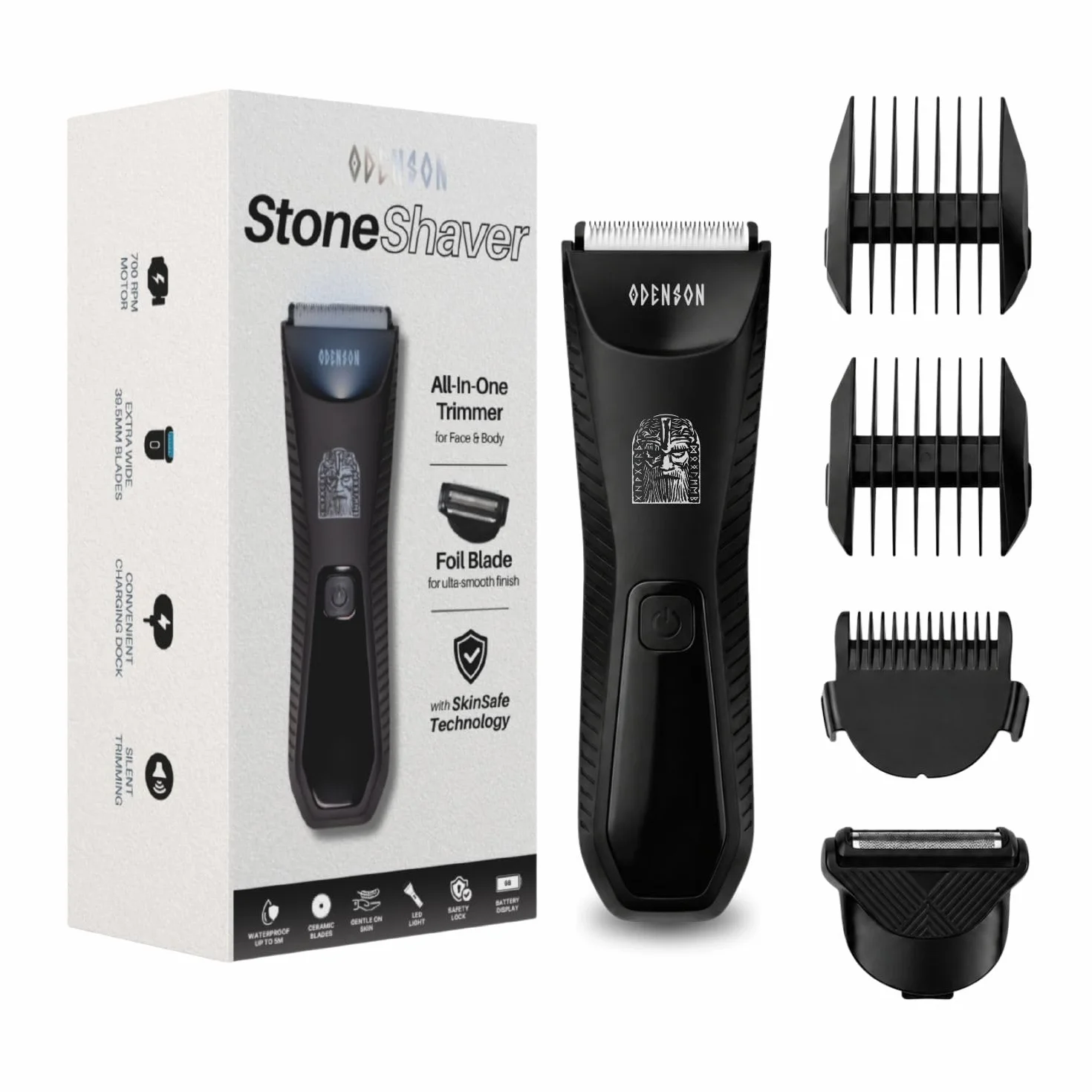Odenson Cortapelos para barba y cuerpo impermeable inalámbrico recargable hombre afeitadora eléctrica