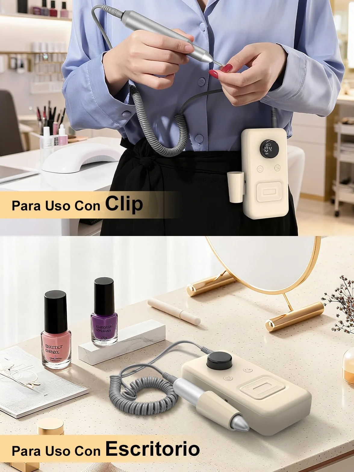 COPPA Torno para Uñas Profesional, NDK106 Lima Eléctrica Uñas con 12 Brocas 31 Bandas, 45000 RPM Velocidad Ajustable Nail Drill Kit para Pulido y Eliminación de gel de Uñas Acrílicas, Salón & Casa